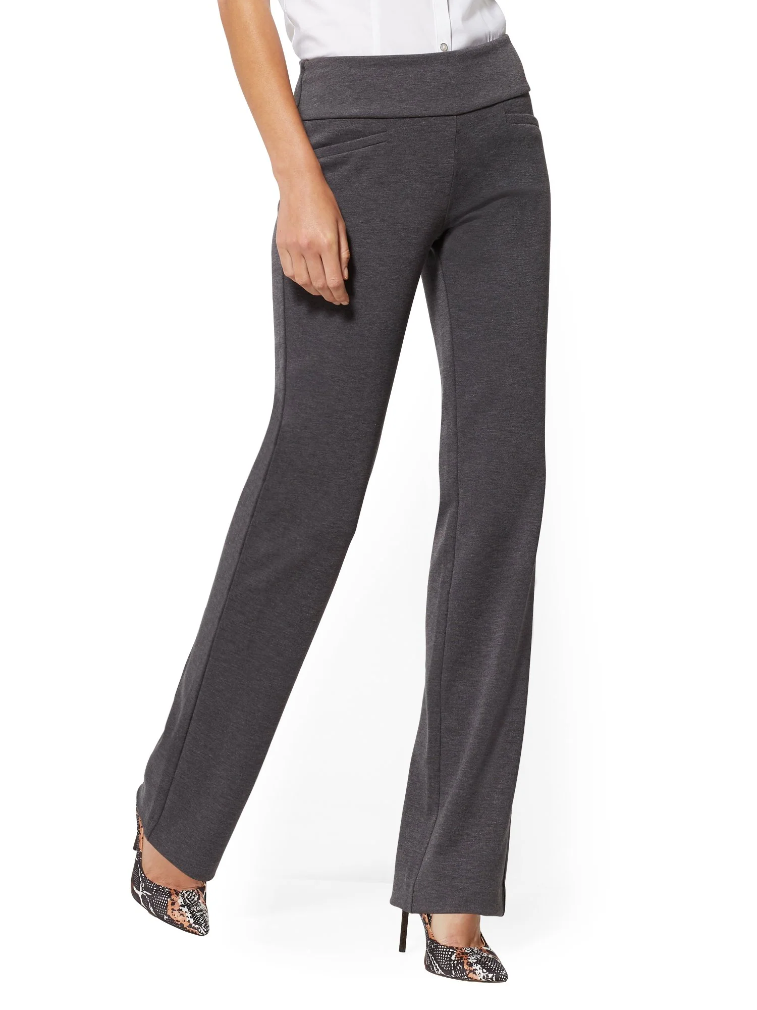 Tall Whitney High-Waisted Pull-On Straight-Leg Pant - Grey Ponte - 7th Avenue - Image 5