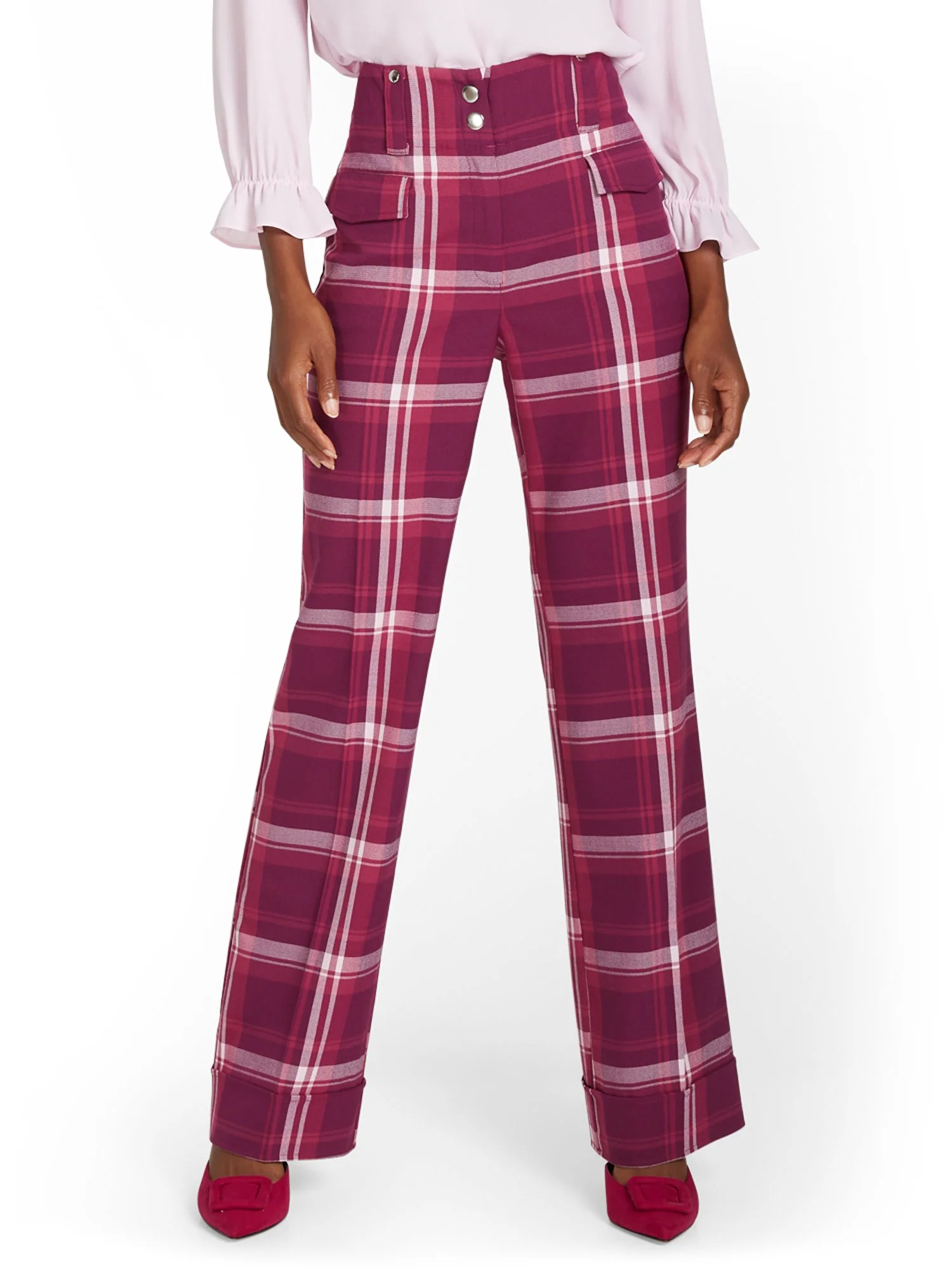 Tall Wide-Leg Plaid Pant