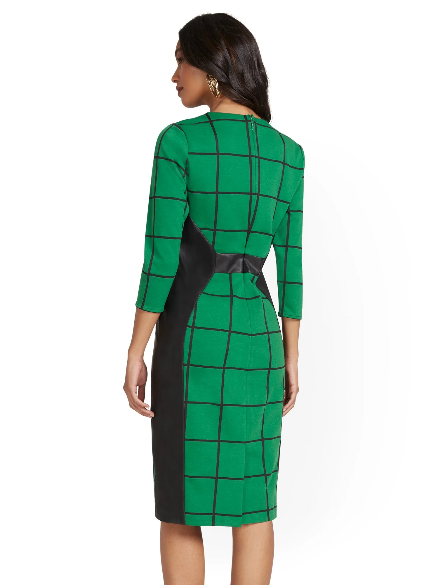 Tall Windowpane-Print Sheath Dress - Superflex - Image 3