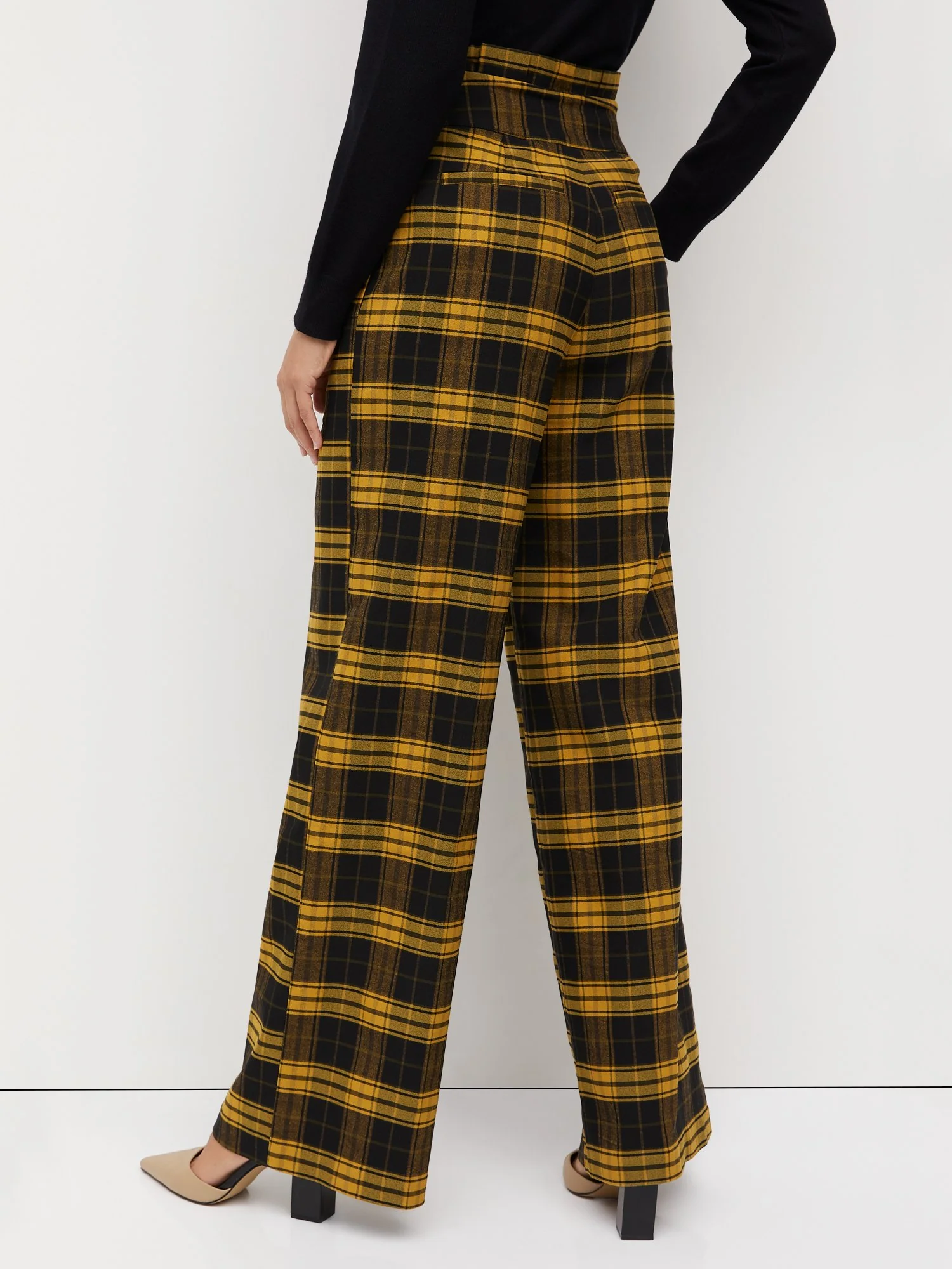 Tartan Paperbag-Waist Wide-Leg Pant - Image 7