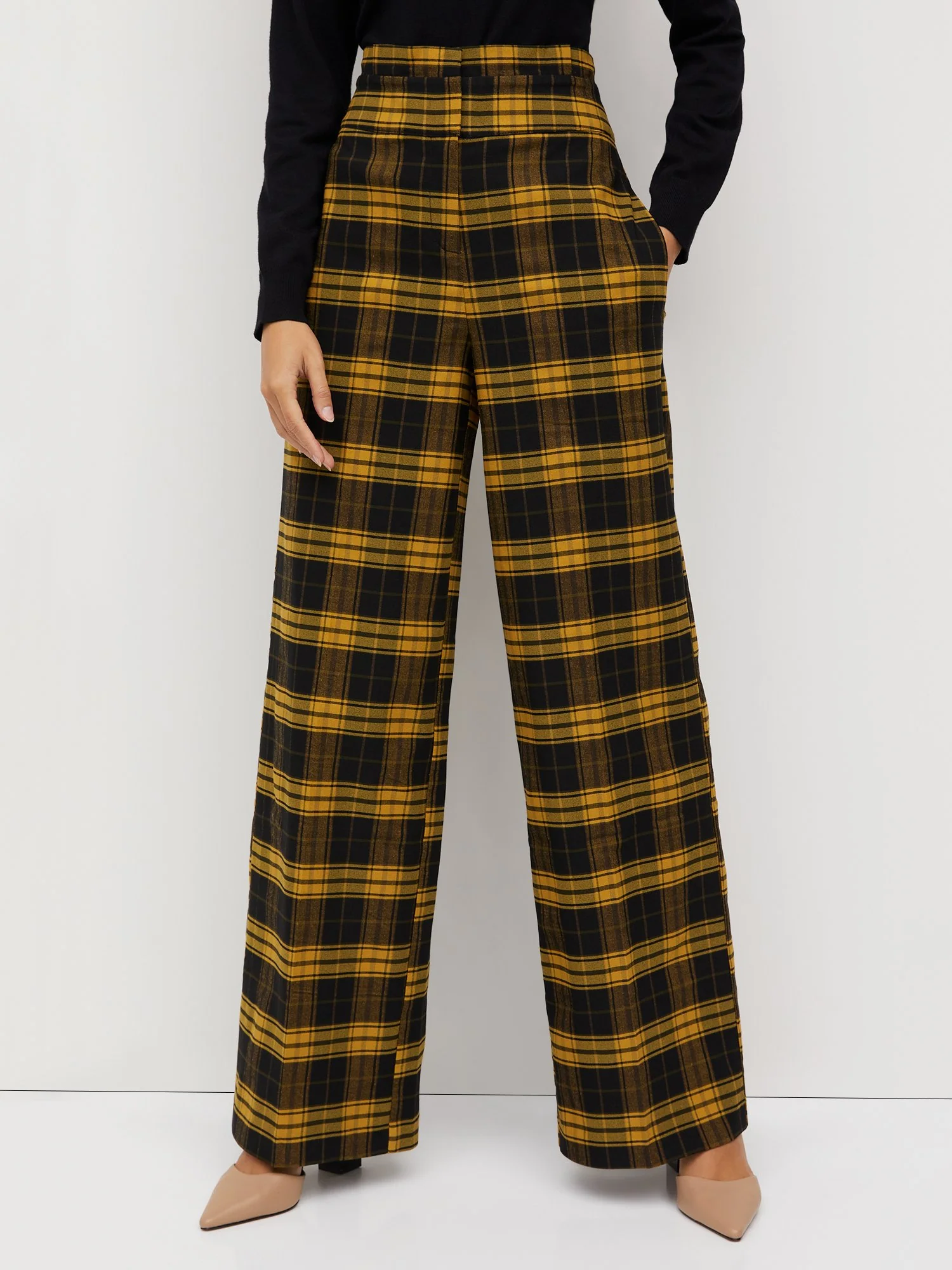 Tartan Paperbag-Waist Wide-Leg Pant - Image 8