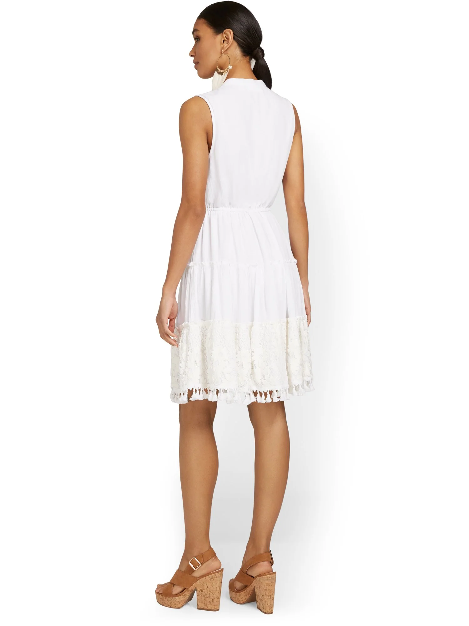 Tassel-Embellished Crochet Shift Dress - Image 3