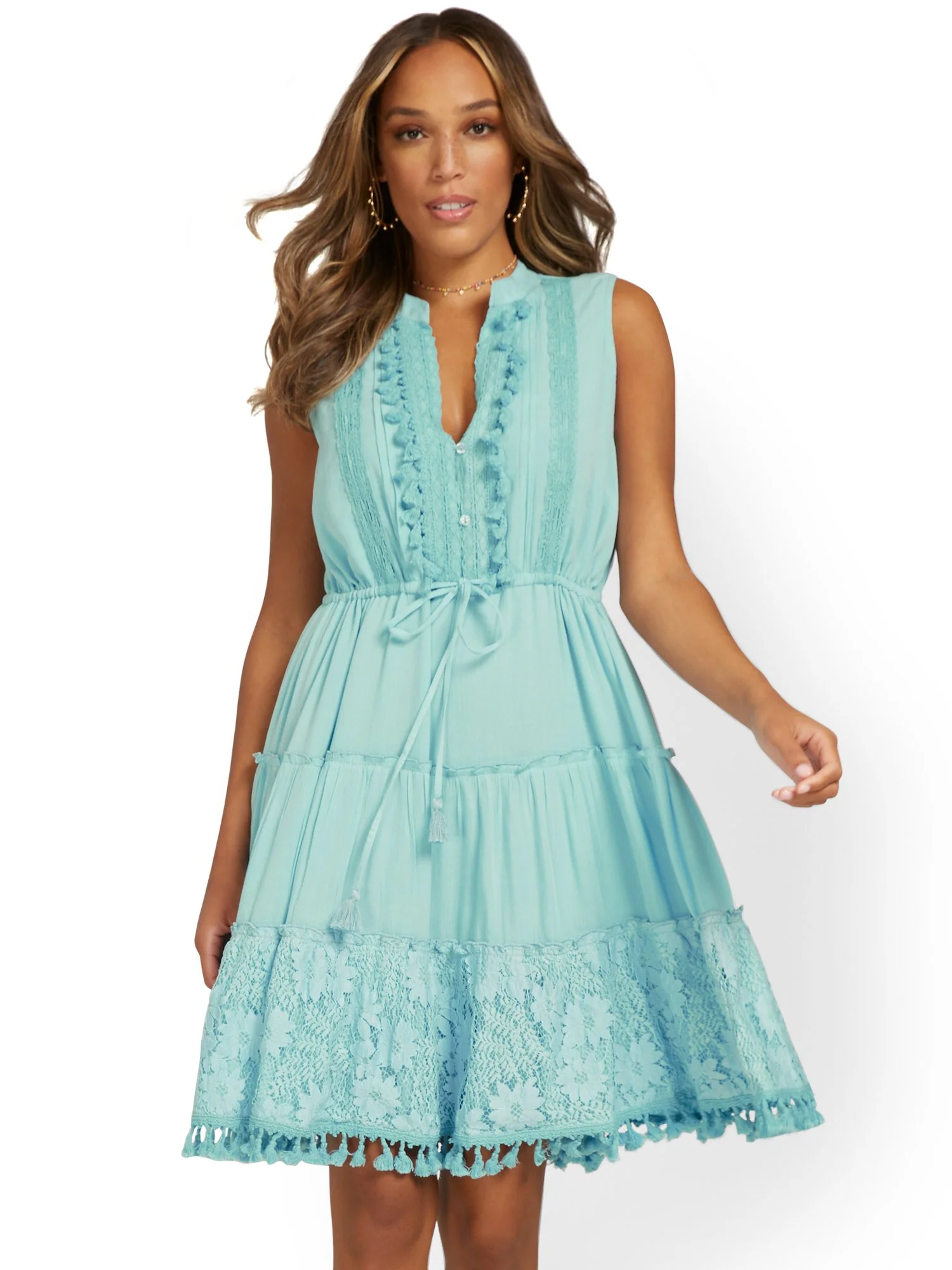 Tassel-Embellished Crochet Shift Dress - Image 7