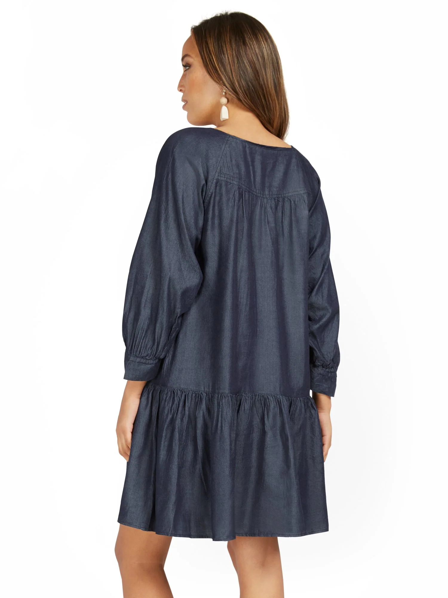 Tencel 3/4-Sleeve Tiered Dress - Image 3