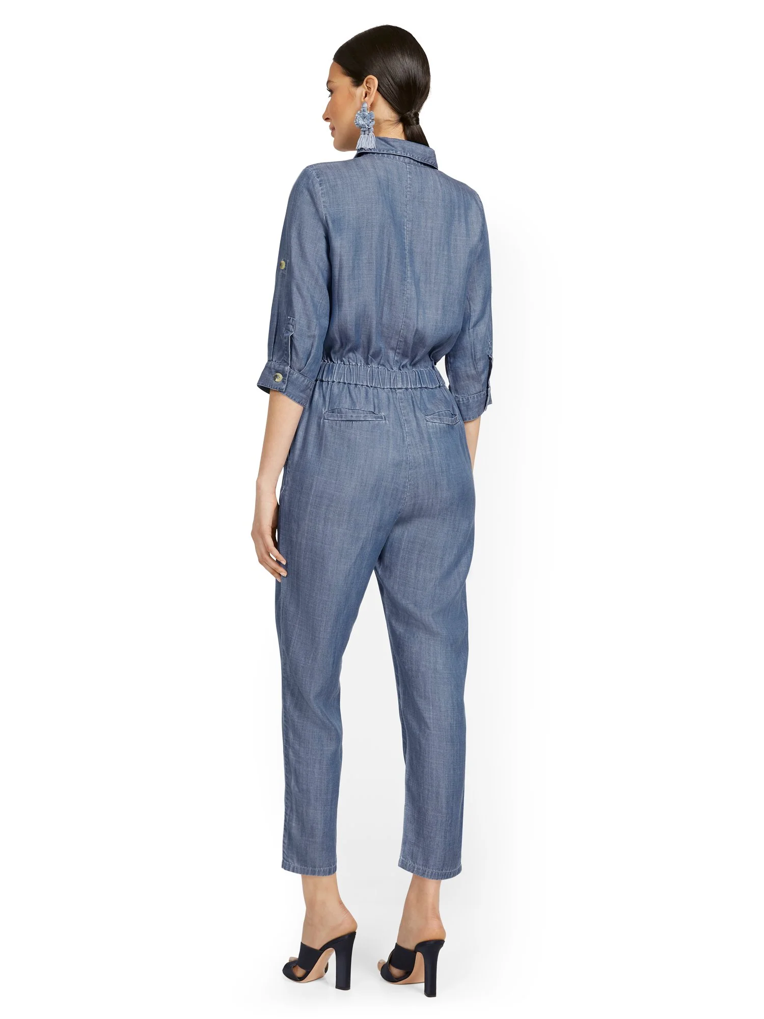 Tencel Jumpsuit with Roll Sleeve - Image 3