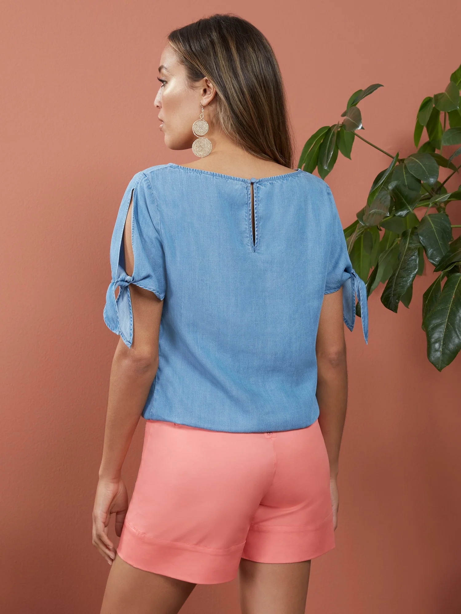 Tencel Tie-Sleeve Boatneck Top - Image 3