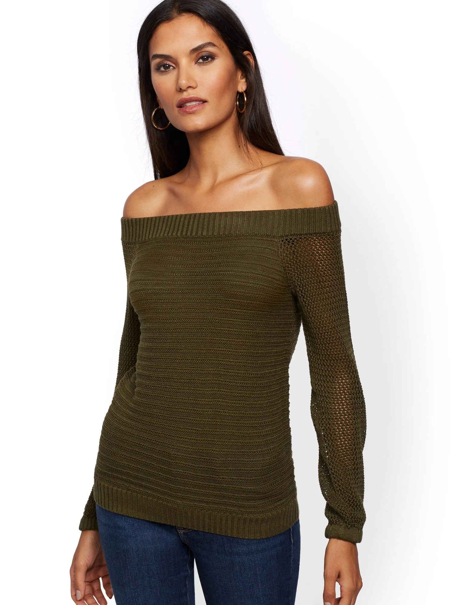 Textured Off-The-Shoulder Sweater