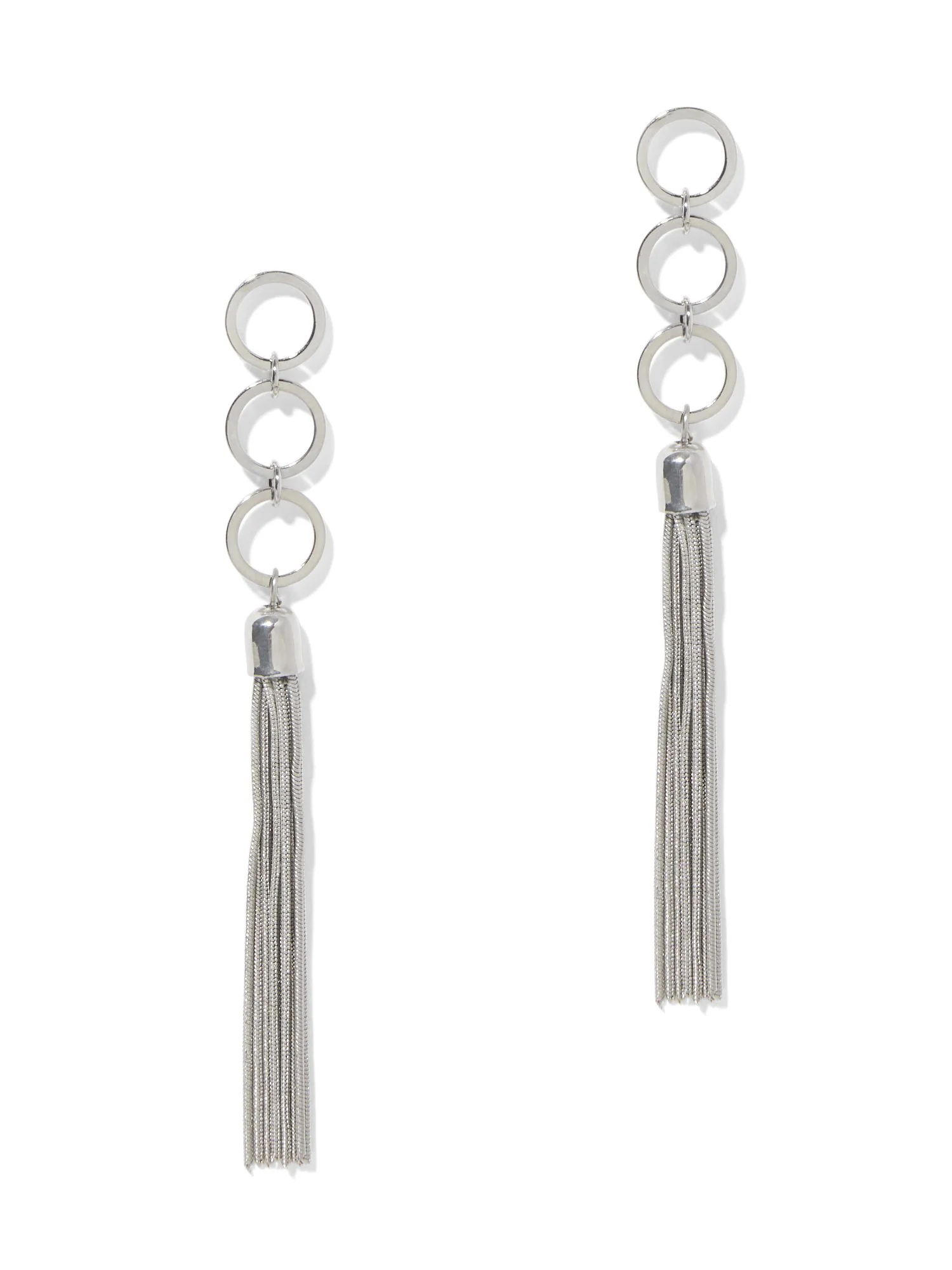 Three-Hoop Tassel Earring
