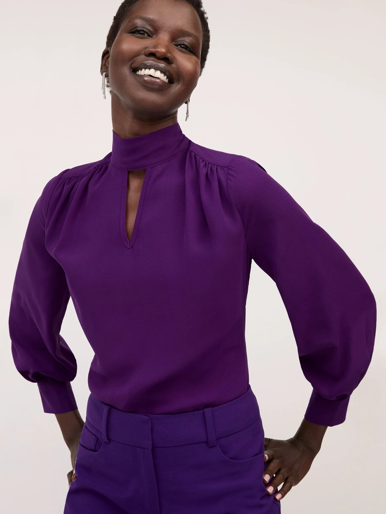 Tie-Back Mock-Neck Blouse - Image 13