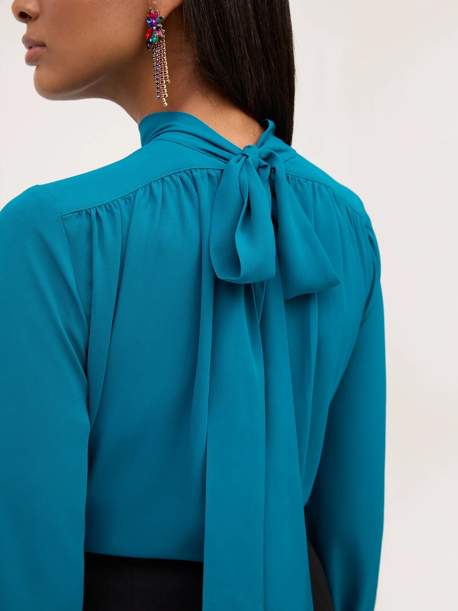 Tie-Back Mock-Neck Blouse - Image 3