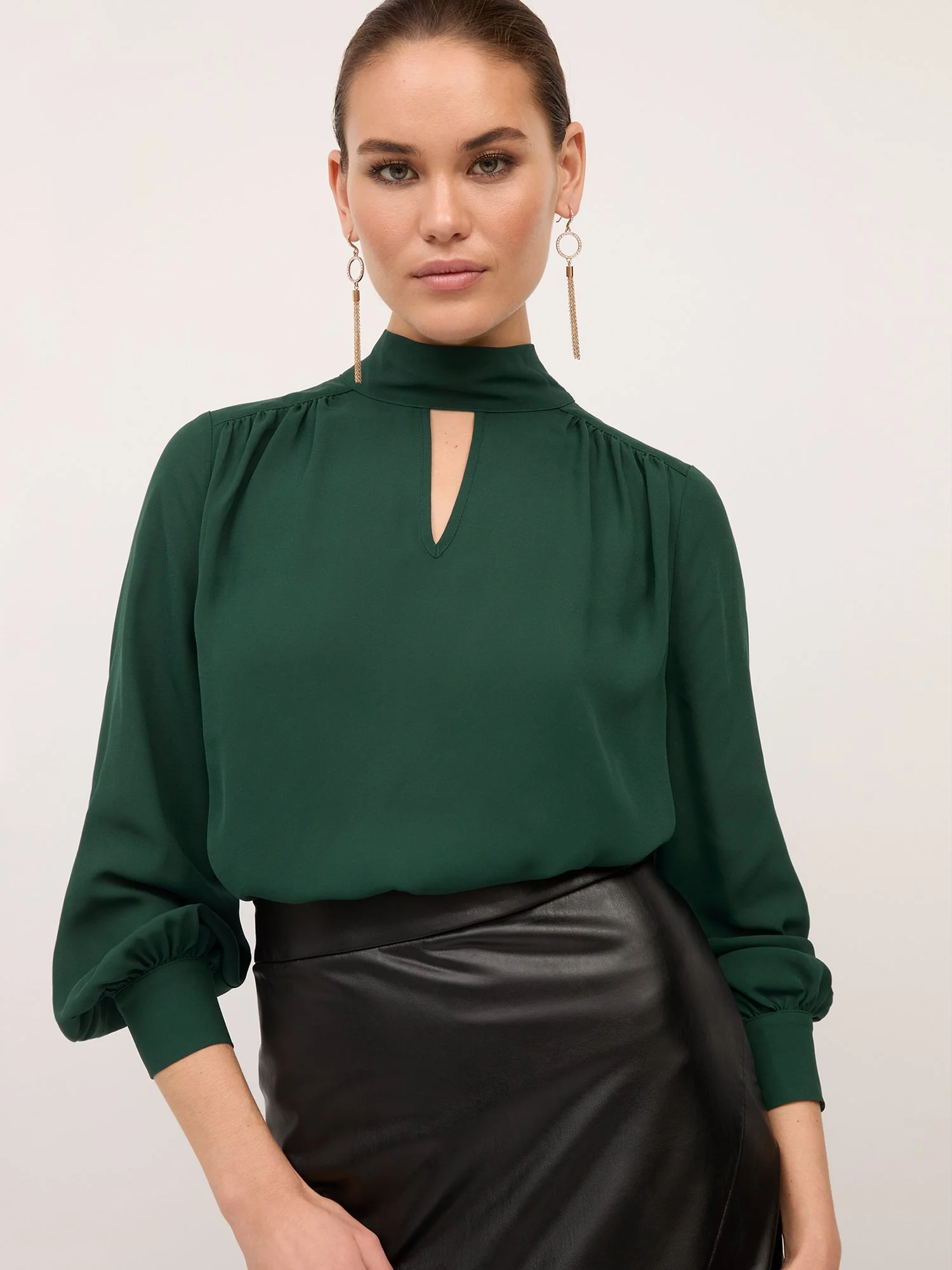 Tie-Back Mock-Neck Blouse - Image 6