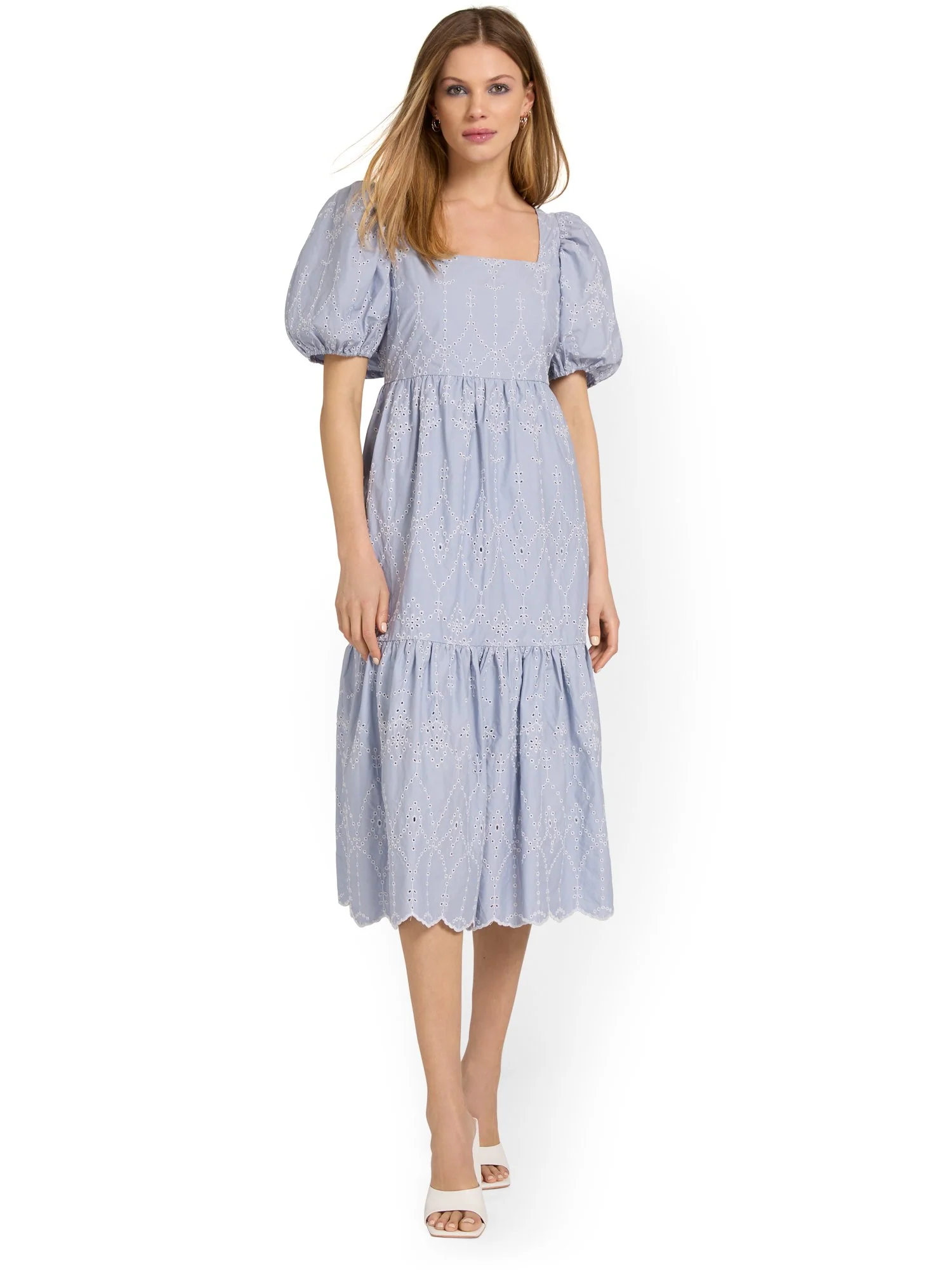 See And Be Seen Tie-Back Puff-Sleeve Eyelet Midi Dress - Brands We Love - Image 2