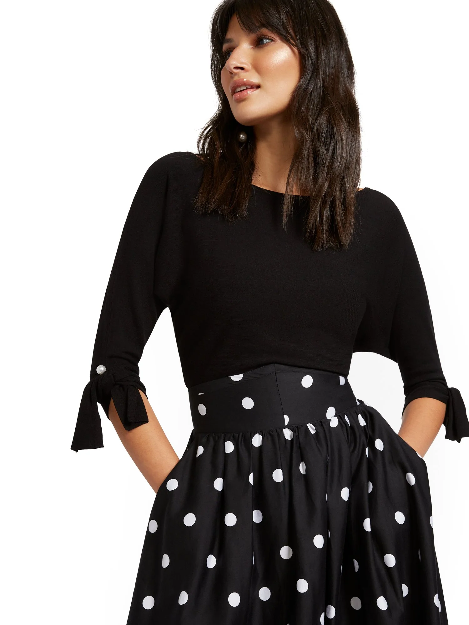 Tie-Cuff Dolman Sweater - Image 2