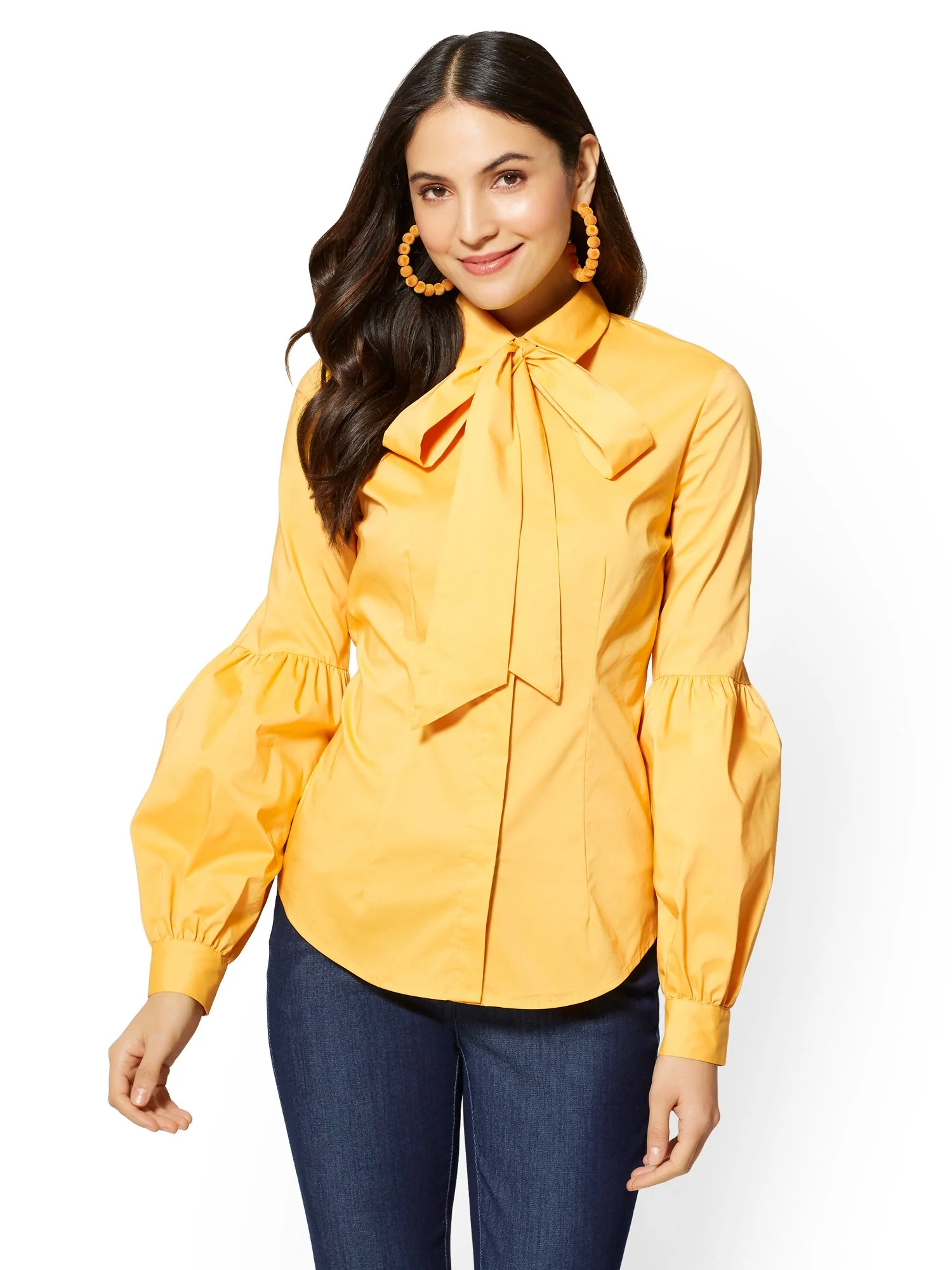 Tie-Detail Statement-Sleeve Shirt - 7th Avenue - Image 2