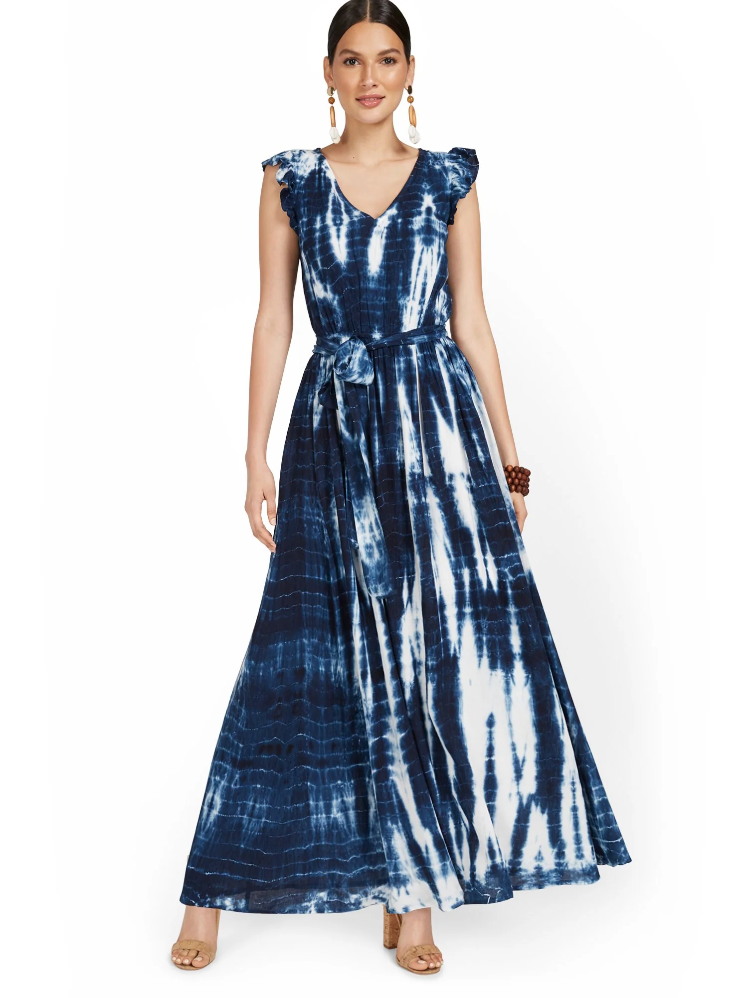 Tie-Dye Flutter-Sleeve Maxi Dress - Image 2