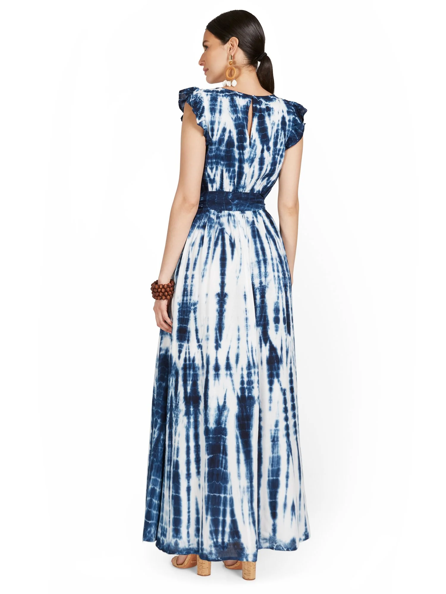Tie-Dye Flutter-Sleeve Maxi Dress - Image 3