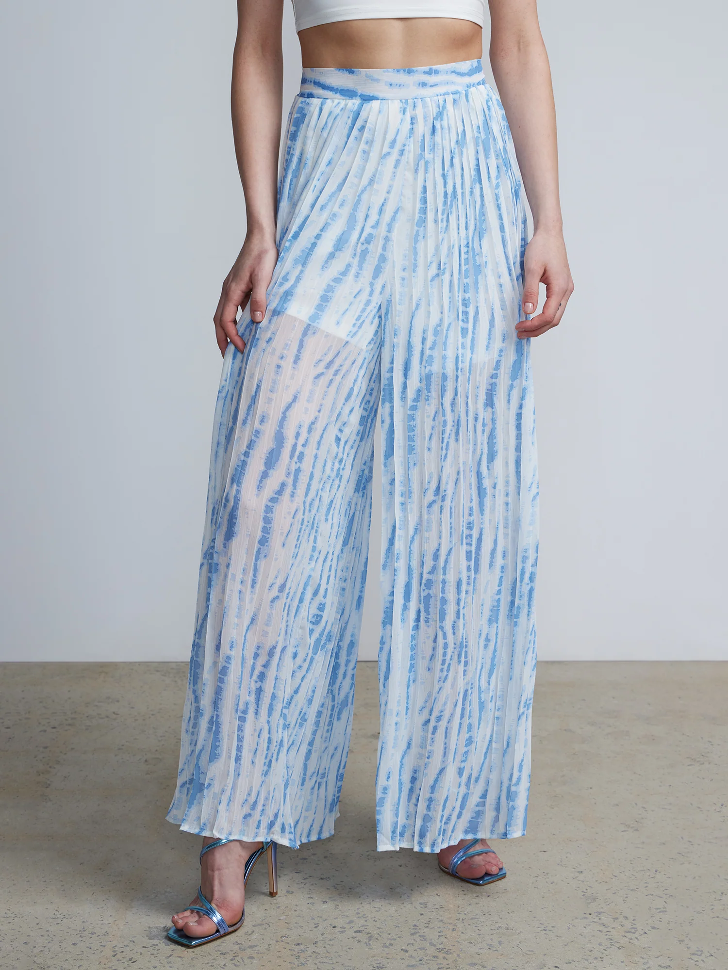 Tie Dye Pleated Wide Leg Pants