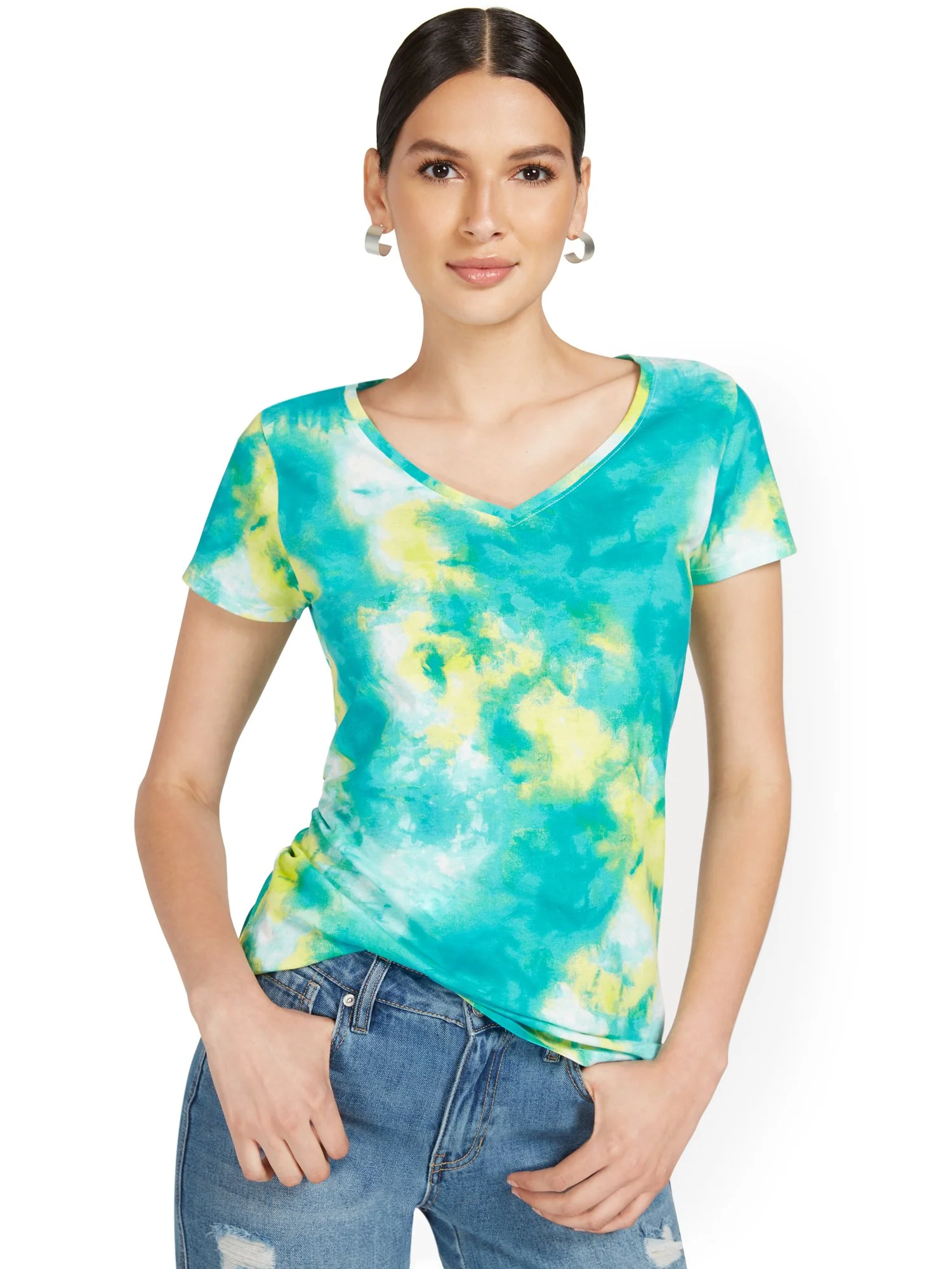 Tie-Dye V-Neck Perfect Tee - Image 5