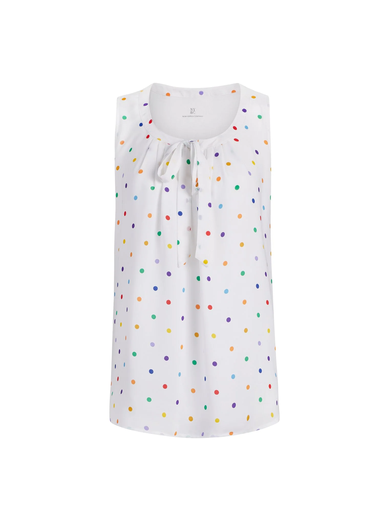 Tie-Front Dot-Print Sleeveless Top - Image 5