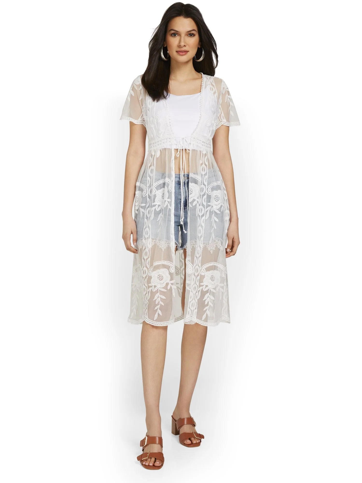 Tie-Front Lace Kimono - Image 2
