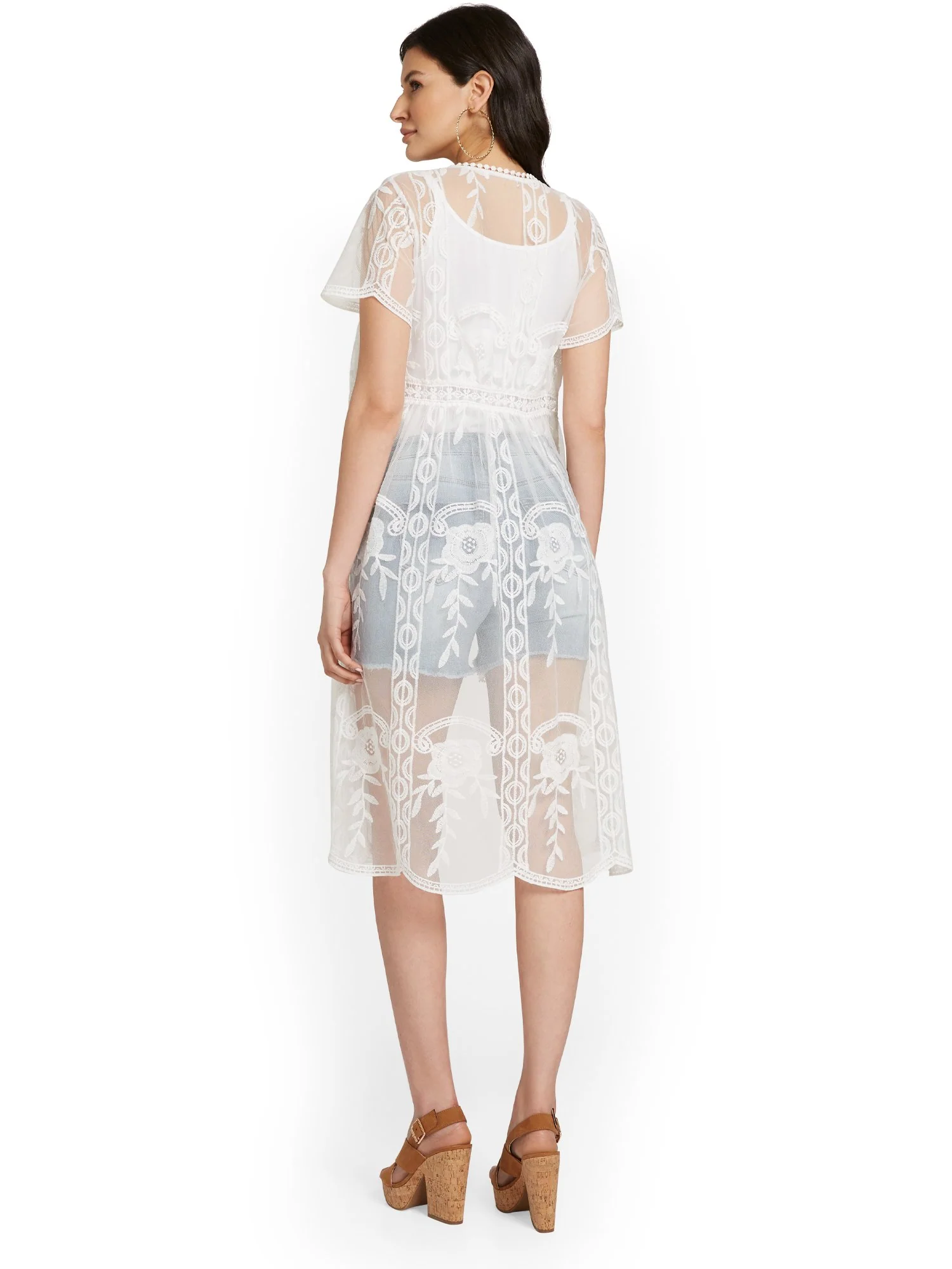 Tie-Front Lace Kimono - Image 3