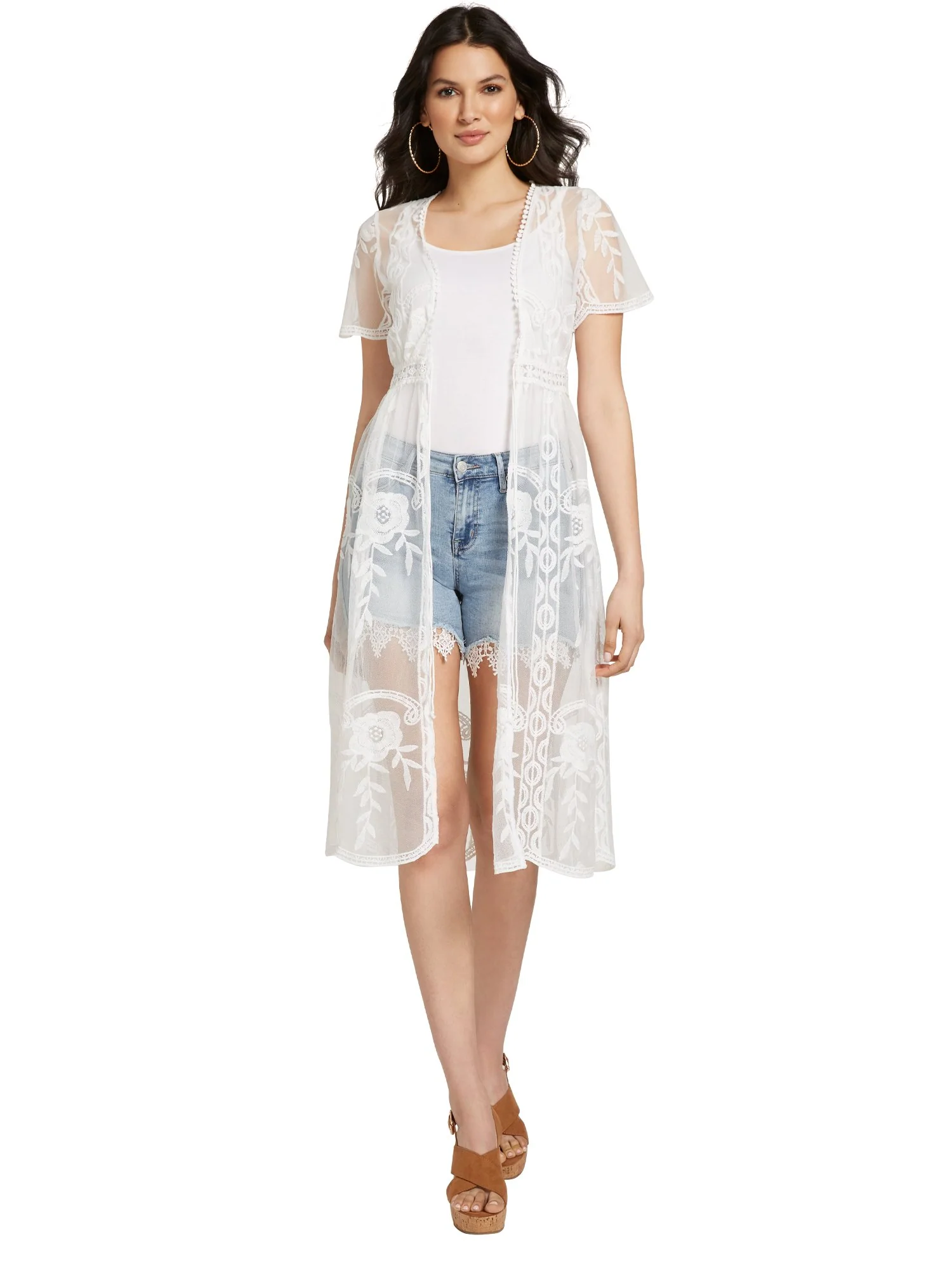 Tie-Front Lace Kimono - Image 4