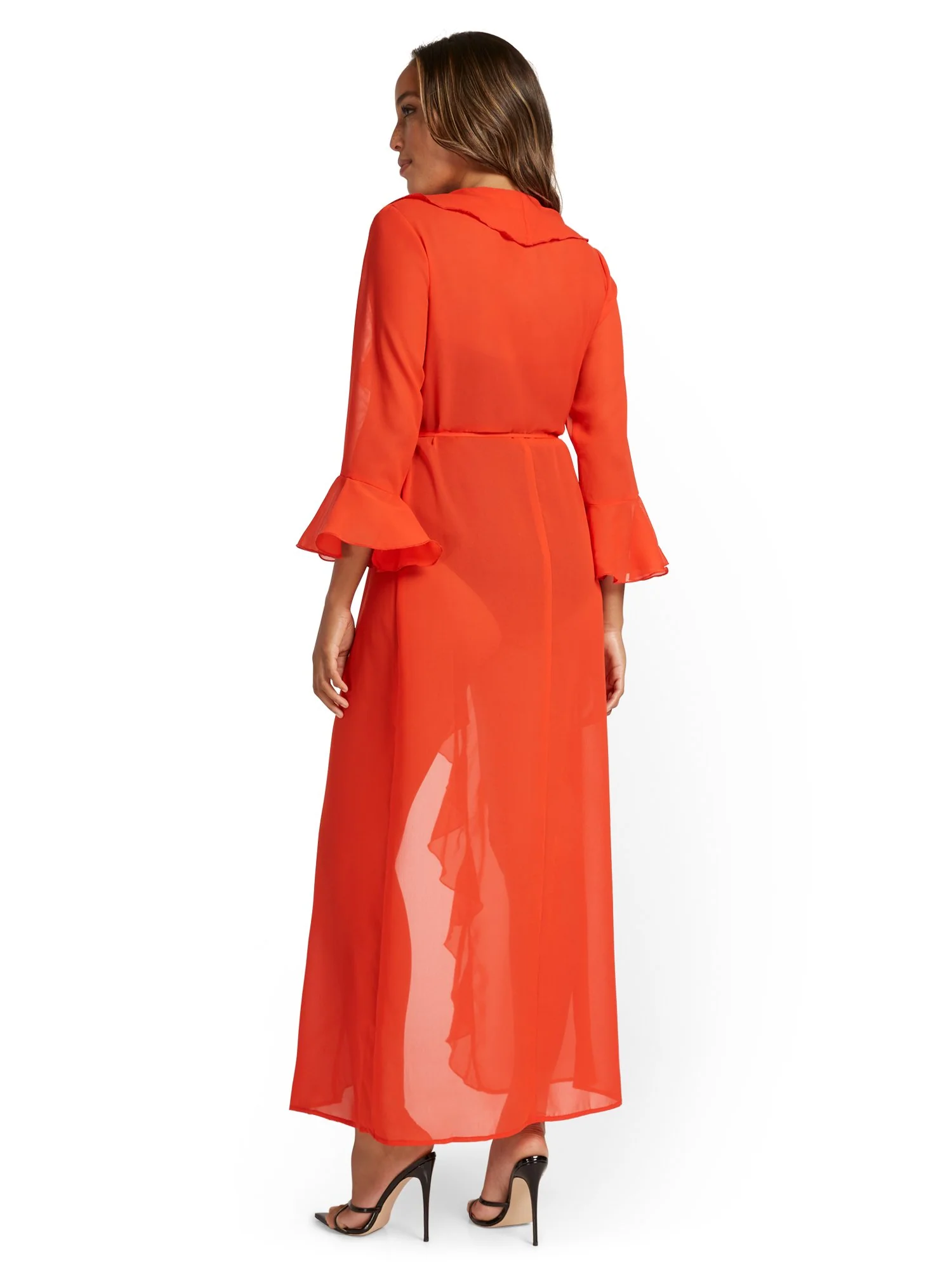 Tie-Front Ruffle Maxi Coverup - NY&C Swimwear - Image 3