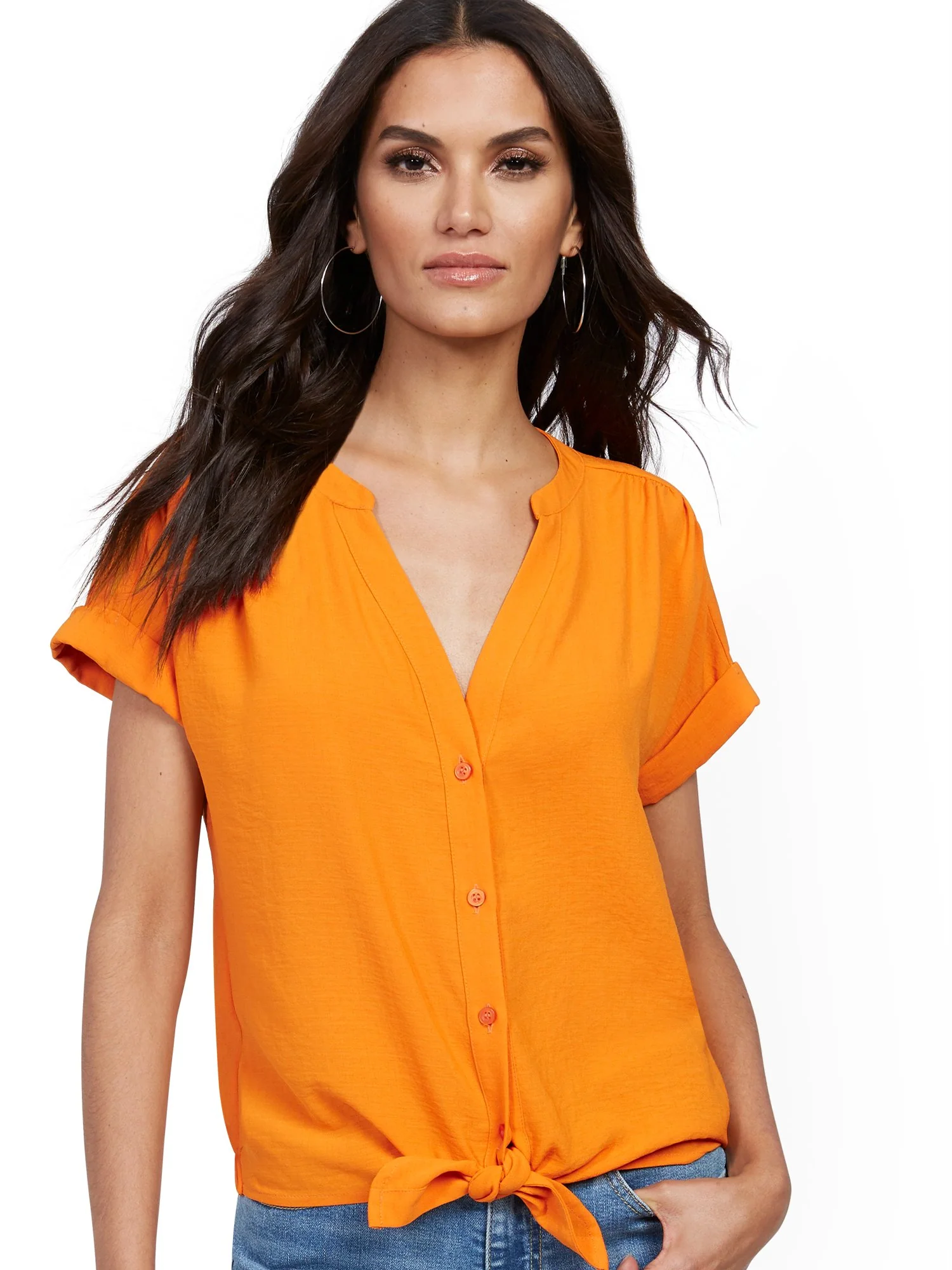 Tie-Front Short-Sleeve Blouse - Image 15