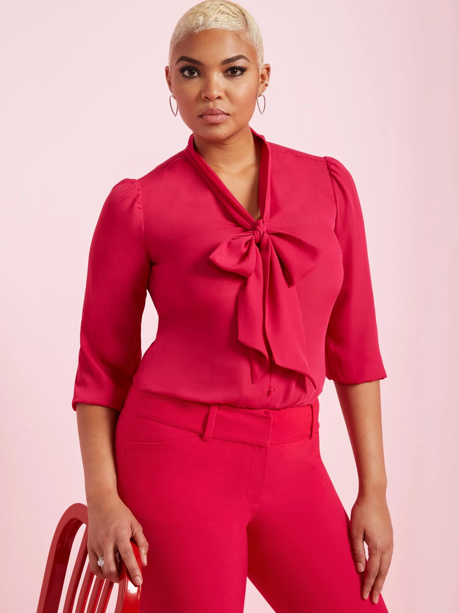 Tie-Front V-Neck Blouse - Image 4