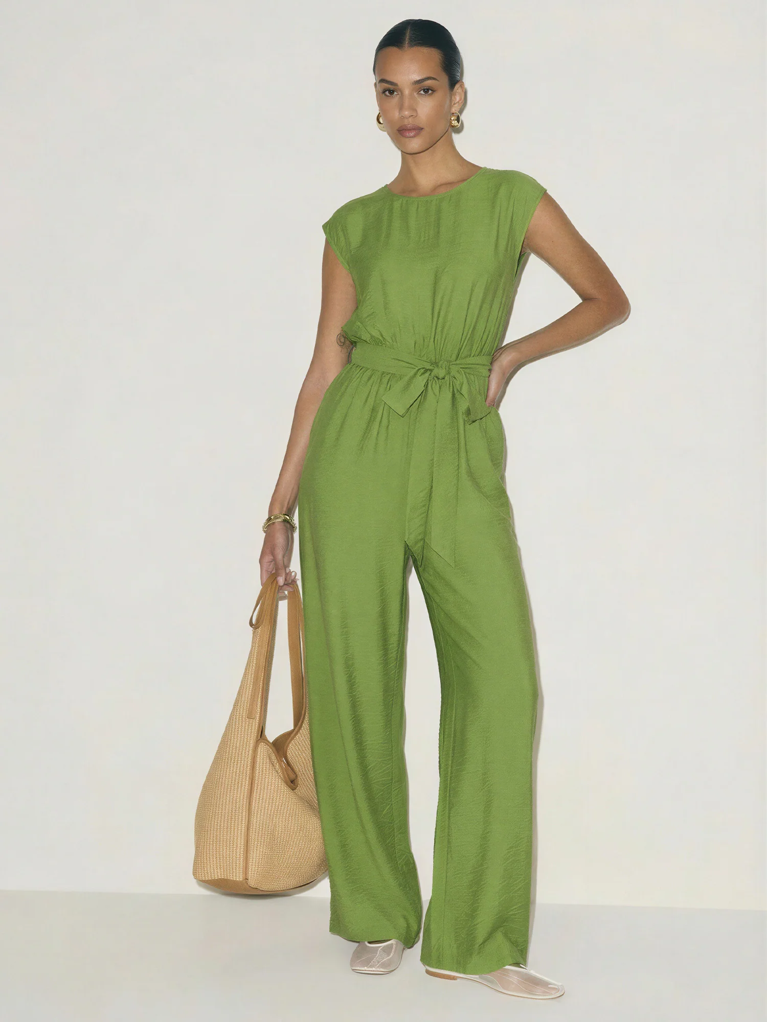 Tie Front Woven Jumpsuit