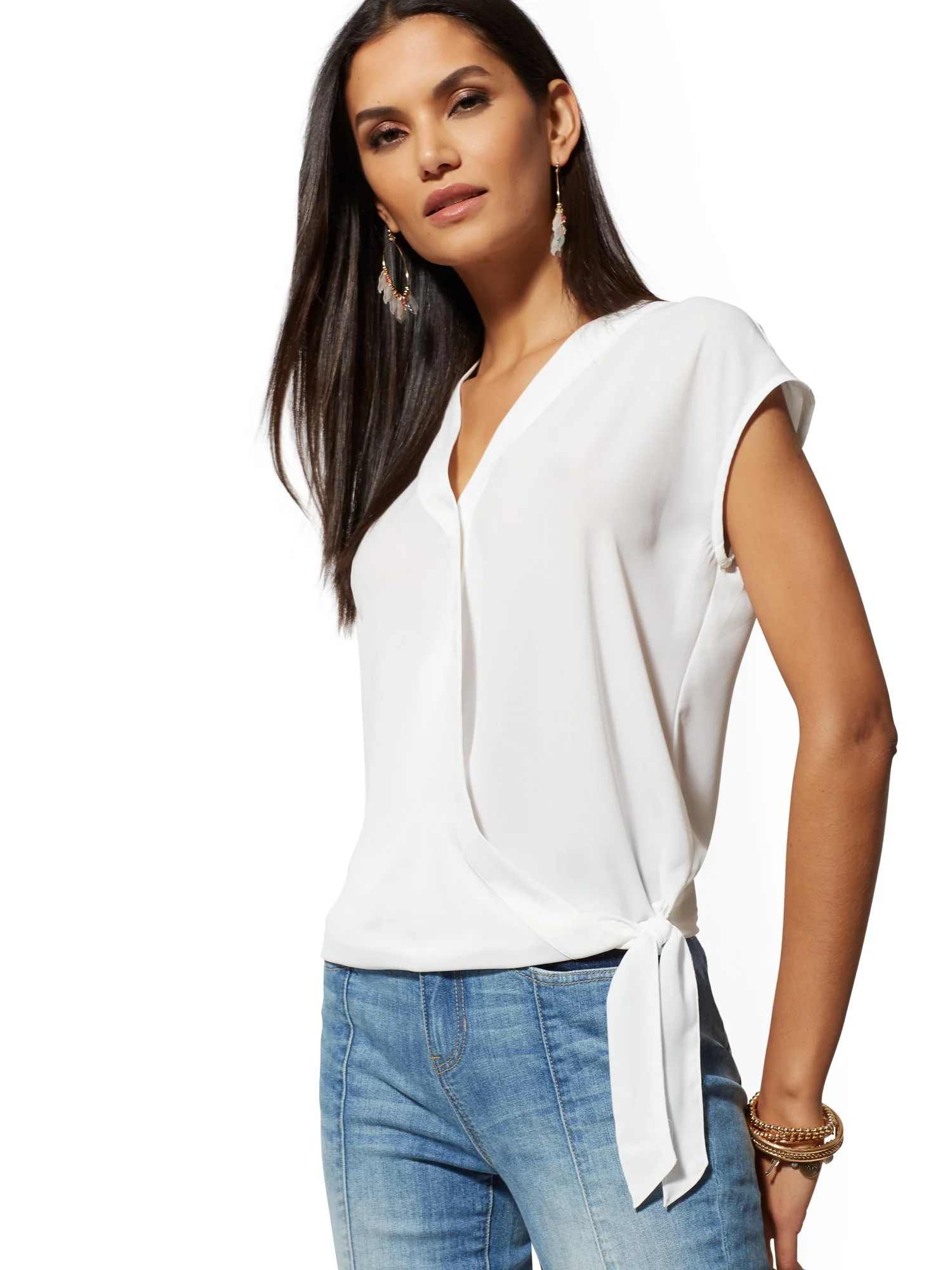 Tie-Front Wrap Blouse - Soho Soft Shirt - Image 2