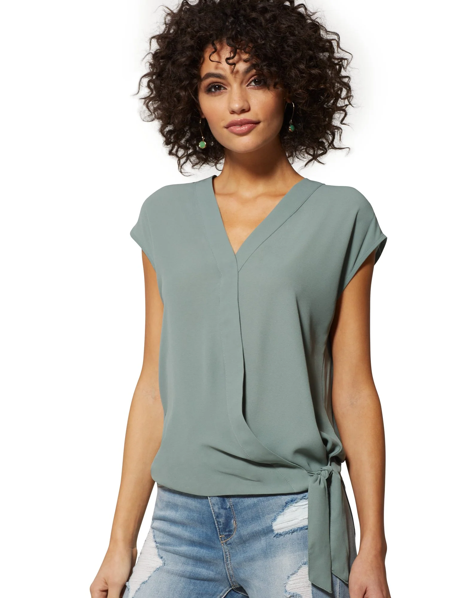 Tie-Front Wrap Blouse - Soho Soft Shirt - Image 5