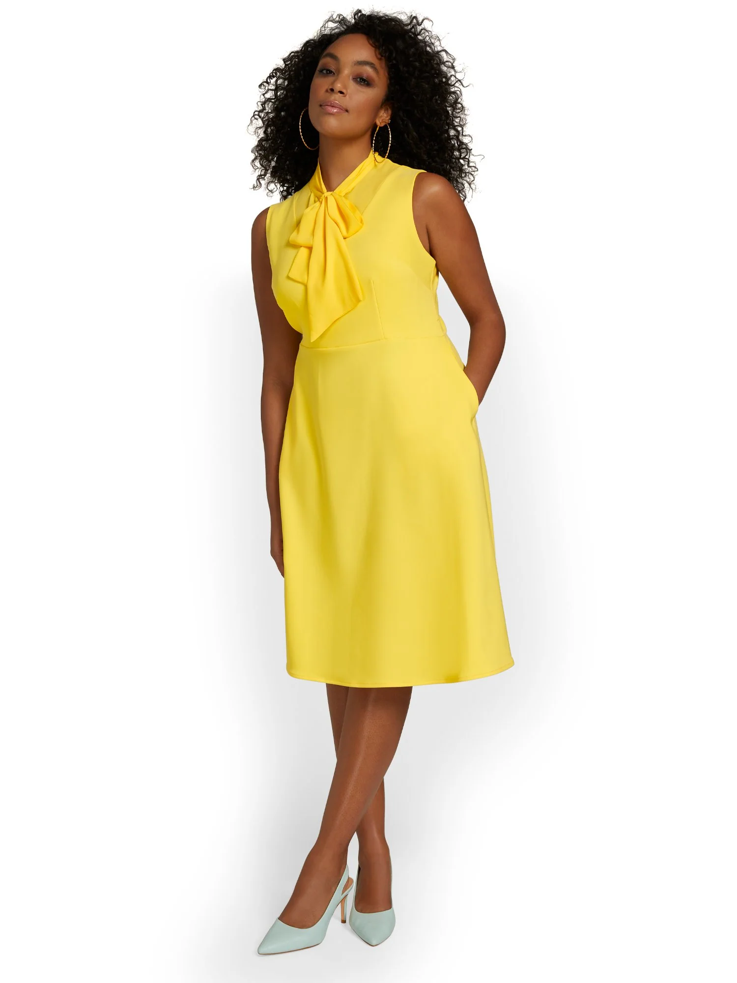 Tie-Neck Flare Dress - Premium Stretch - Image 4