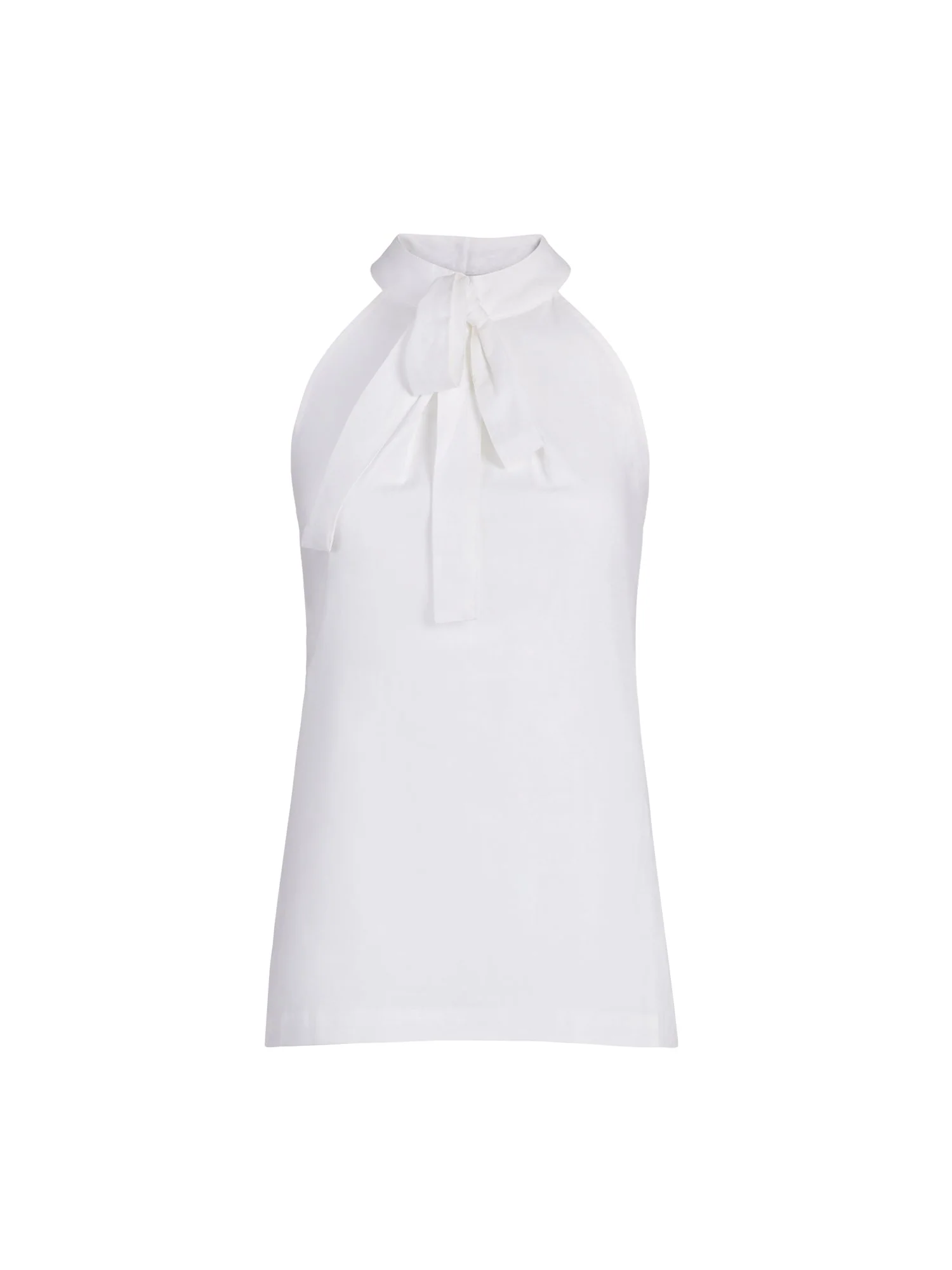 Tie-Neck Halter Linen Blouse - Image 2