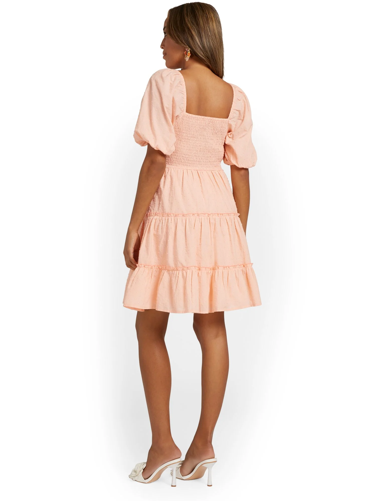Tie-Neck Puff-Sleeve Tiered Dress - Image 3