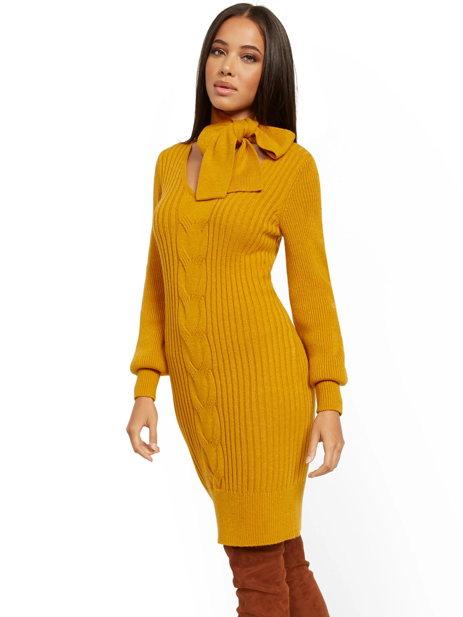 Tie-Neck Sweater Dress - Image 10