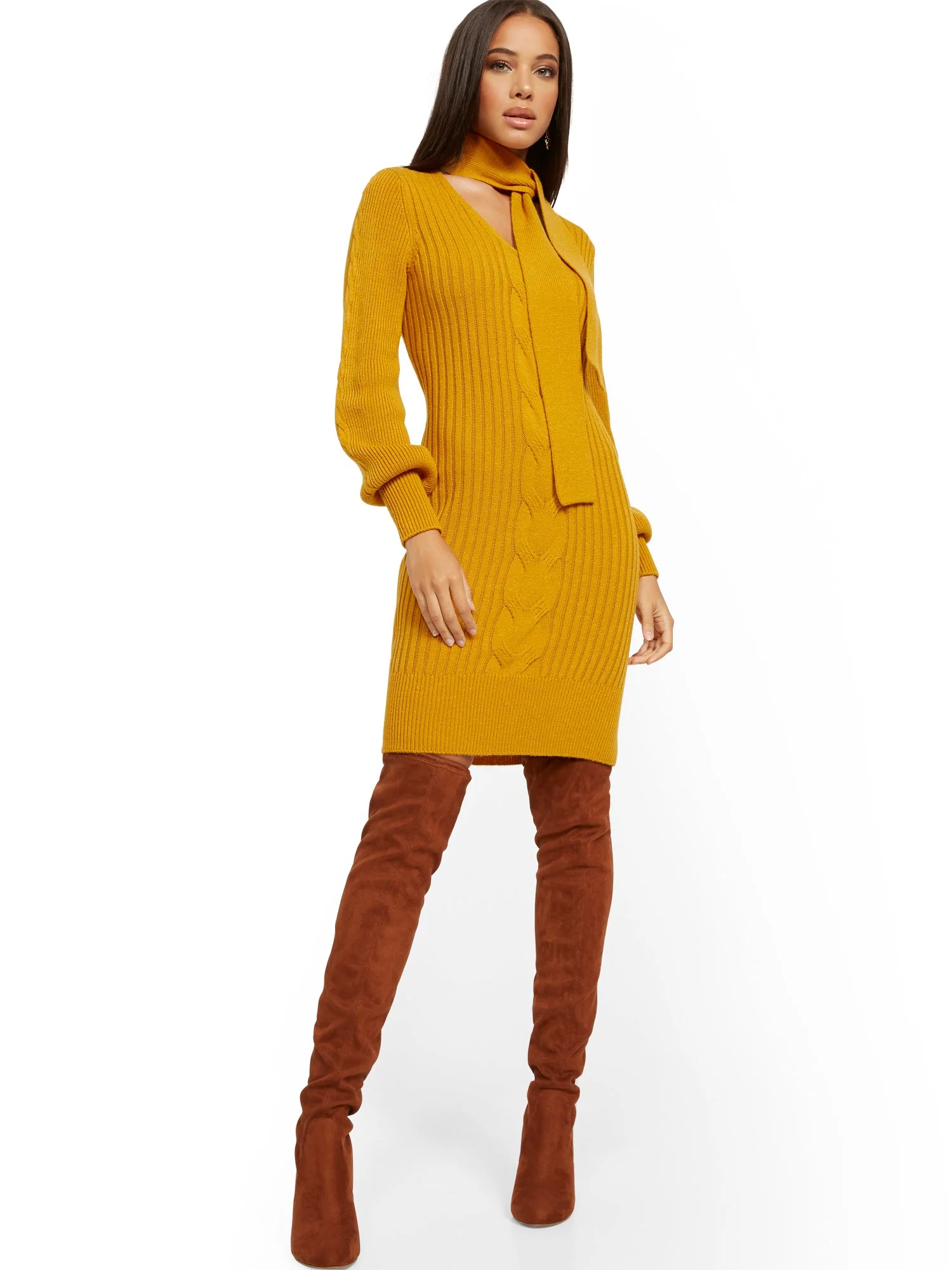 Tie-Neck Sweater Dress - Image 14