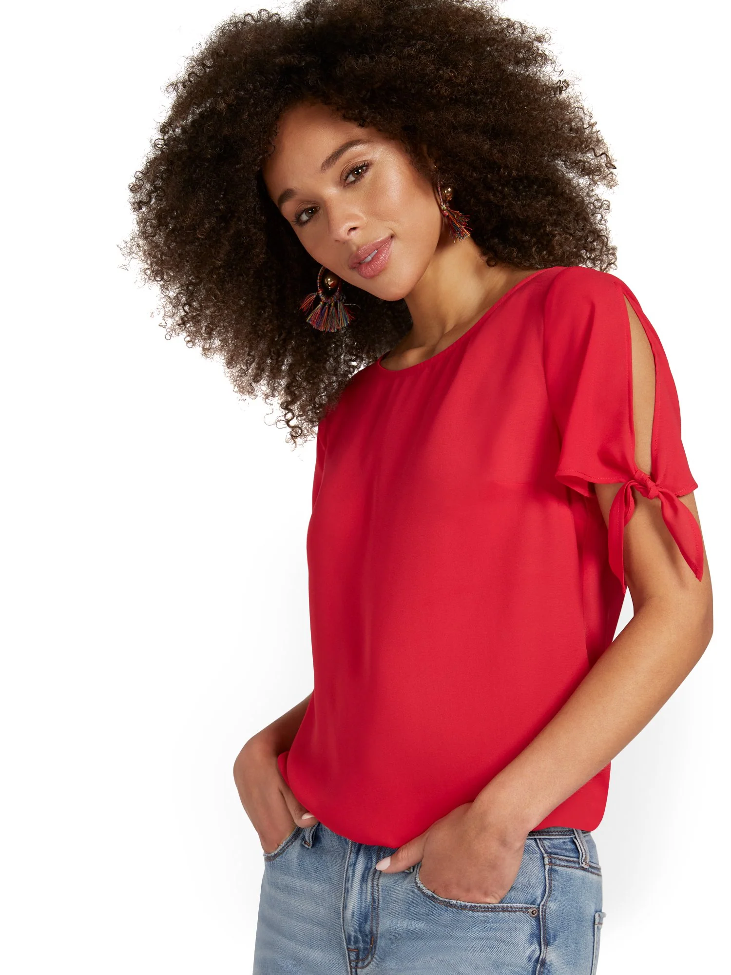 Tie-Sleeve Scoopneck Top - Image 12