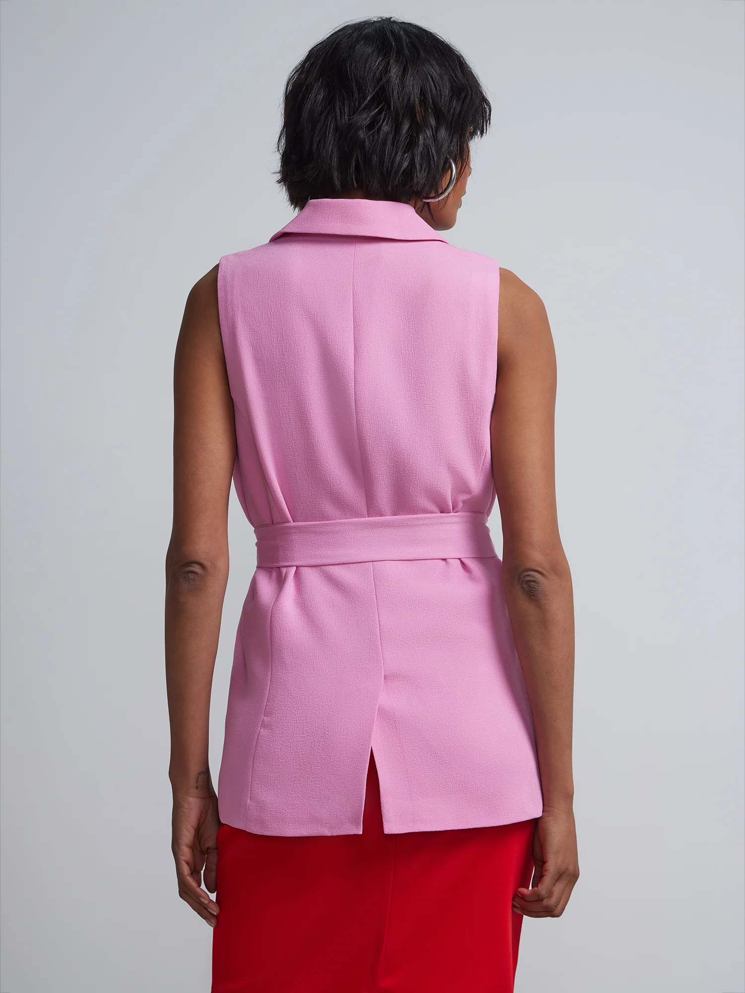 Tie-Waist Crepe Blazer Vest - Image 3