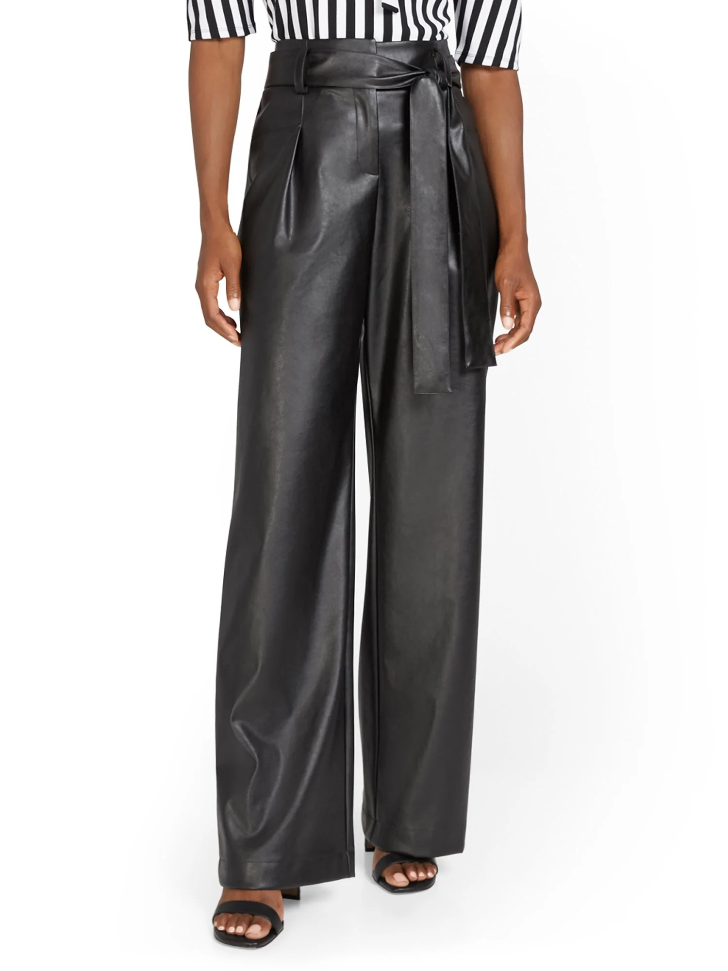 Tie-Waist Faux-Leather Wide-Leg Pant - Image 2