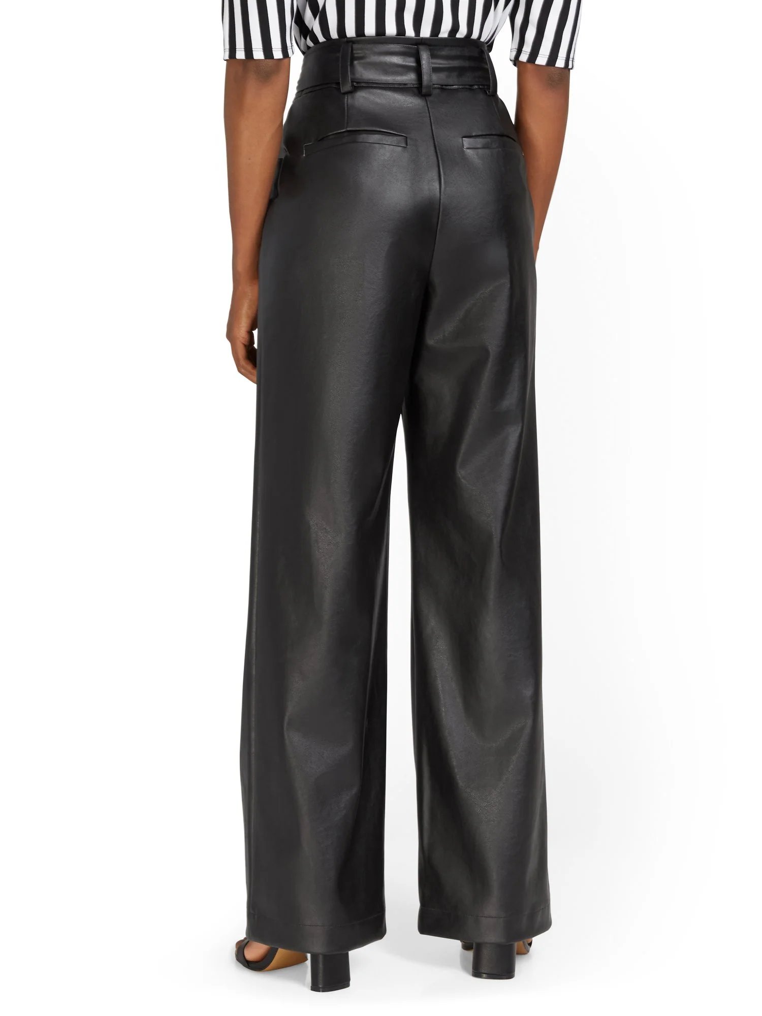 Tie-Waist Faux-Leather Wide-Leg Pant - Image 3