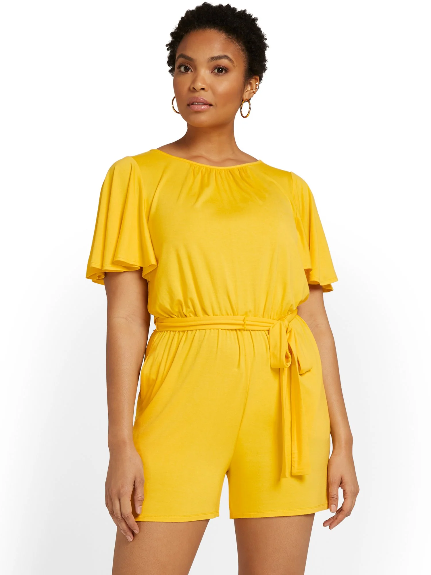 Tie-Waist Flutter-Sleeve Romper - Image 11