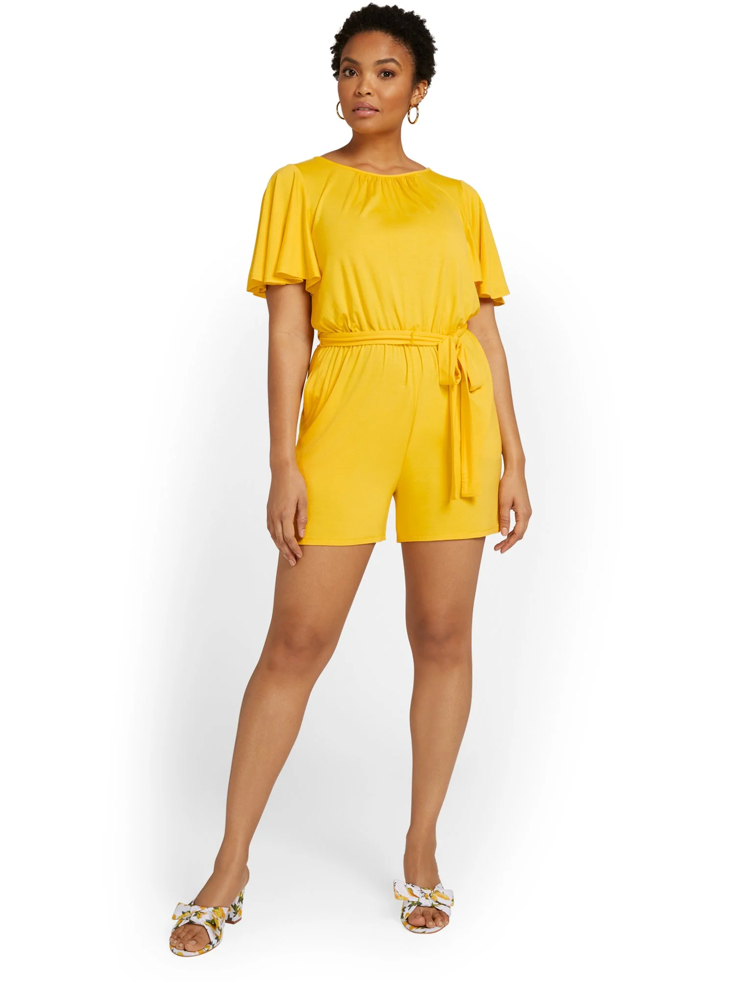 Tie-Waist Flutter-Sleeve Romper - Image 12