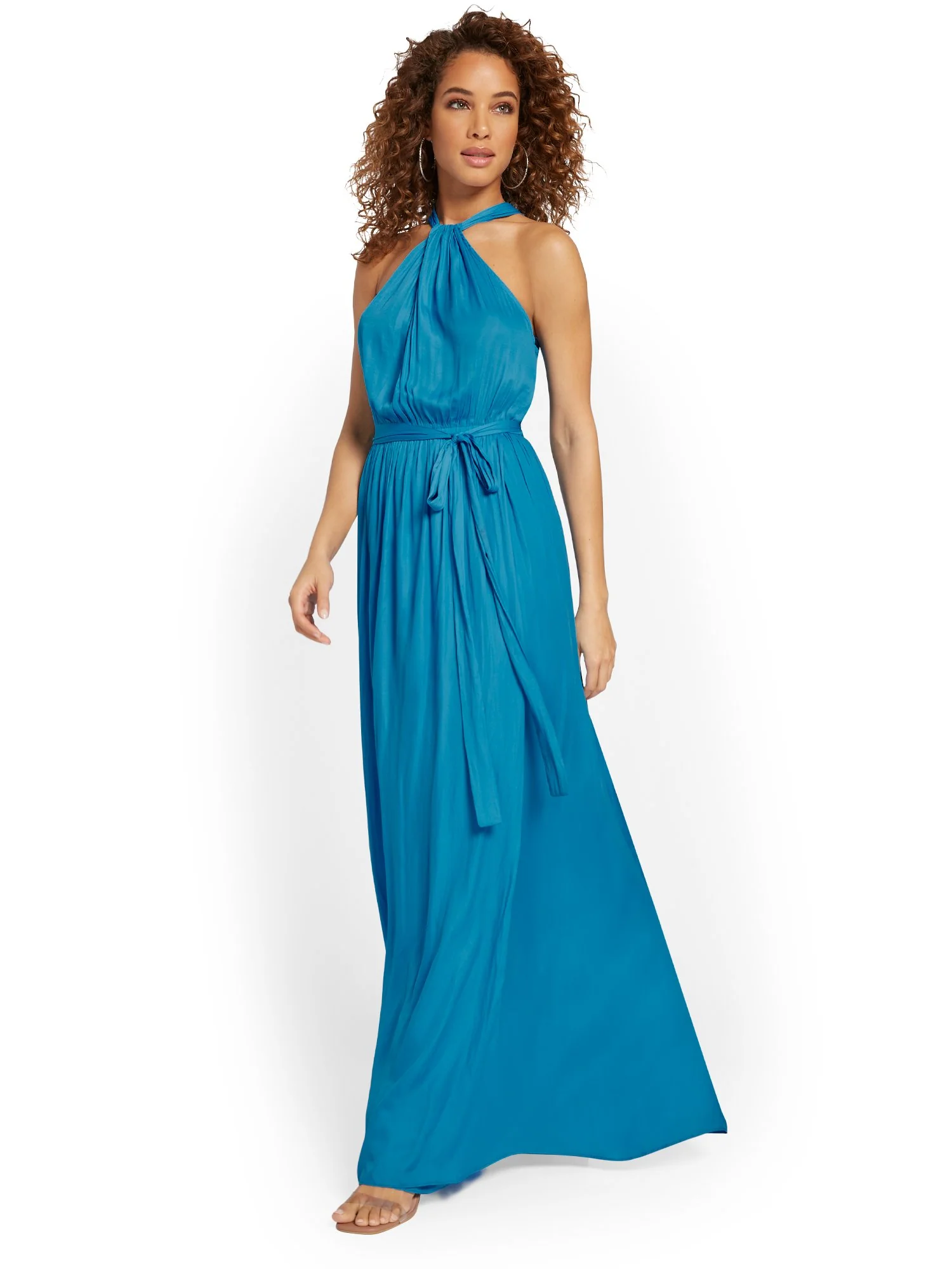 Tie-Waist Halterneck Dress - Mustard Seed