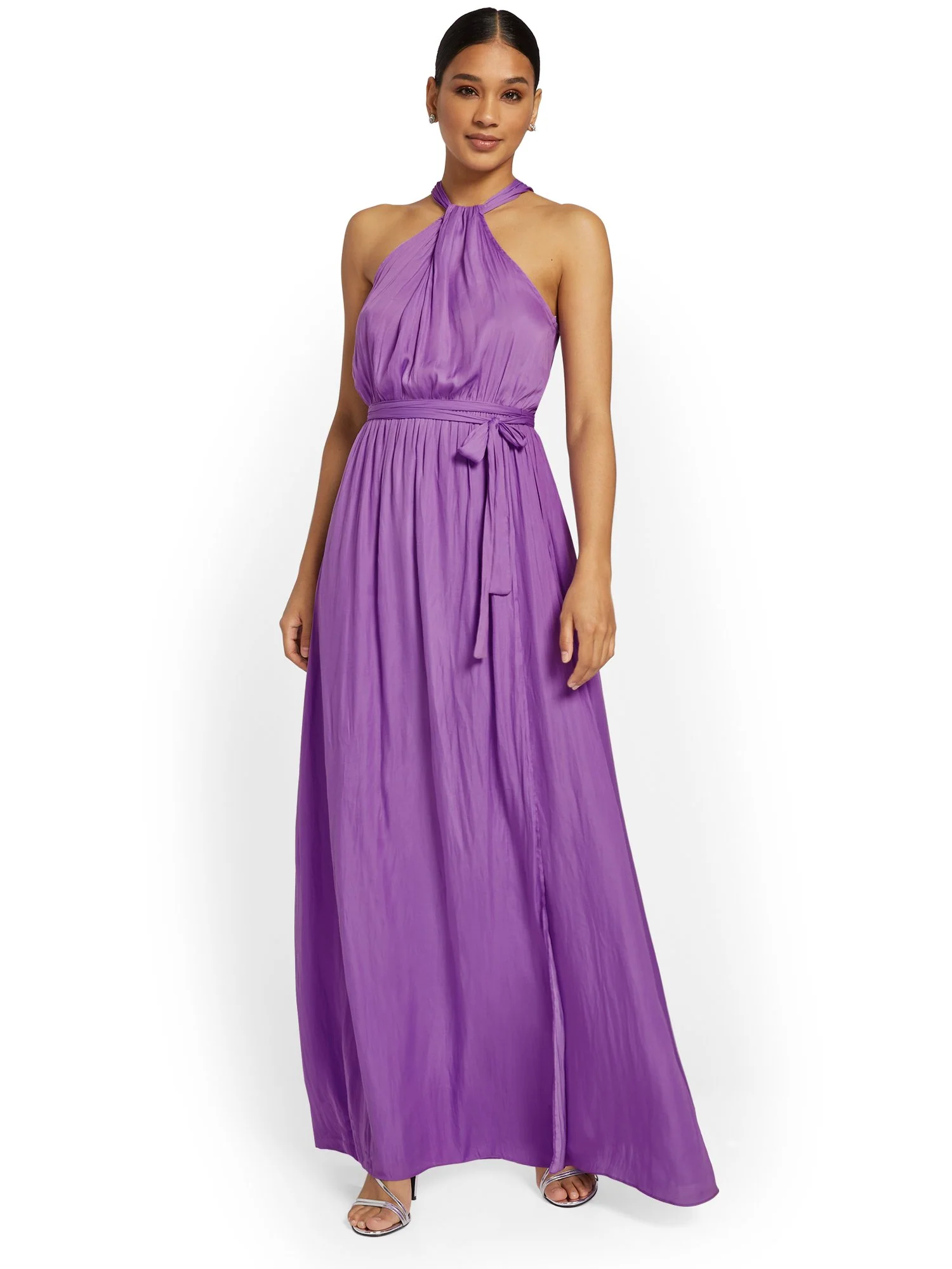 Tie-Waist Halterneck Dress - Mustard Seed - Image 5