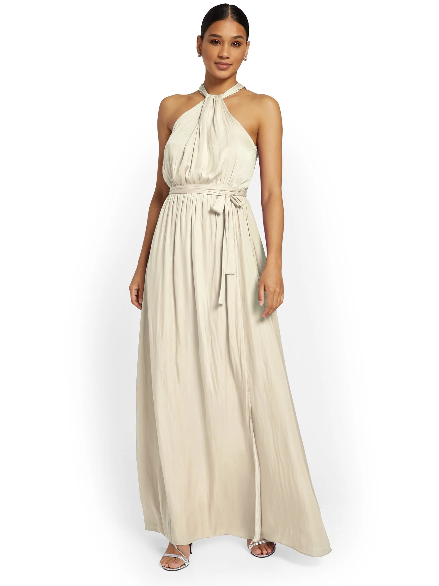Tie-Waist Halterneck Dress - Mustard Seed - Image 7