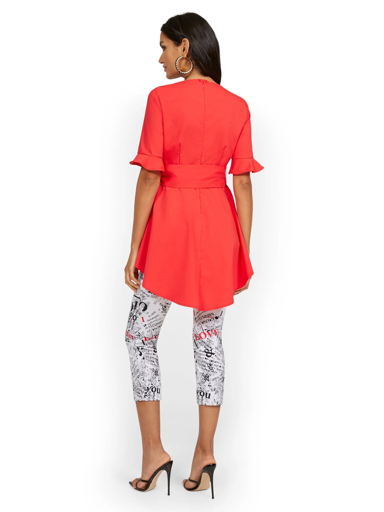 Tie-Waist High-Low Poplin Top - Image 10