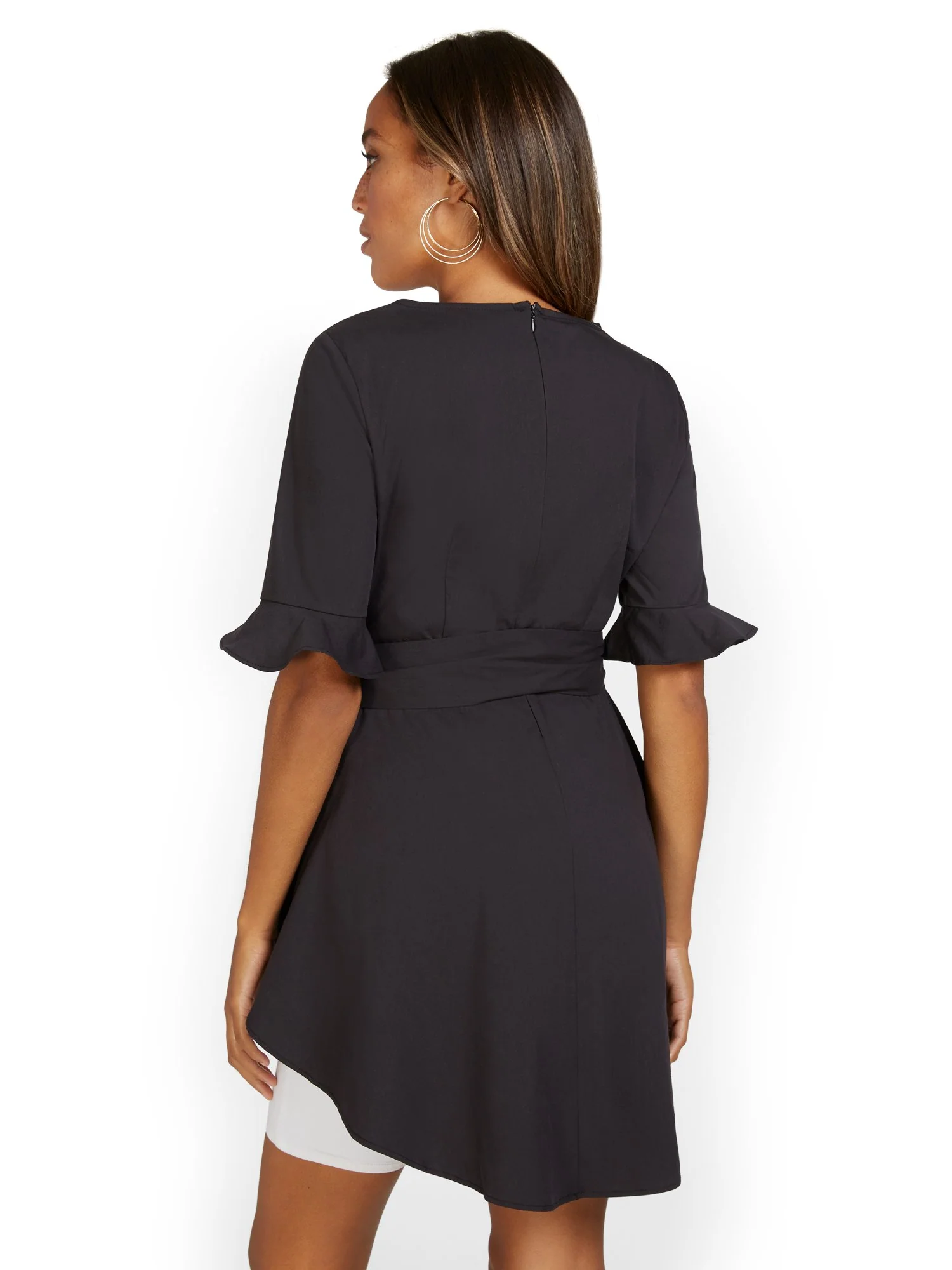 Tie-Waist High-Low Poplin Top - Image 3