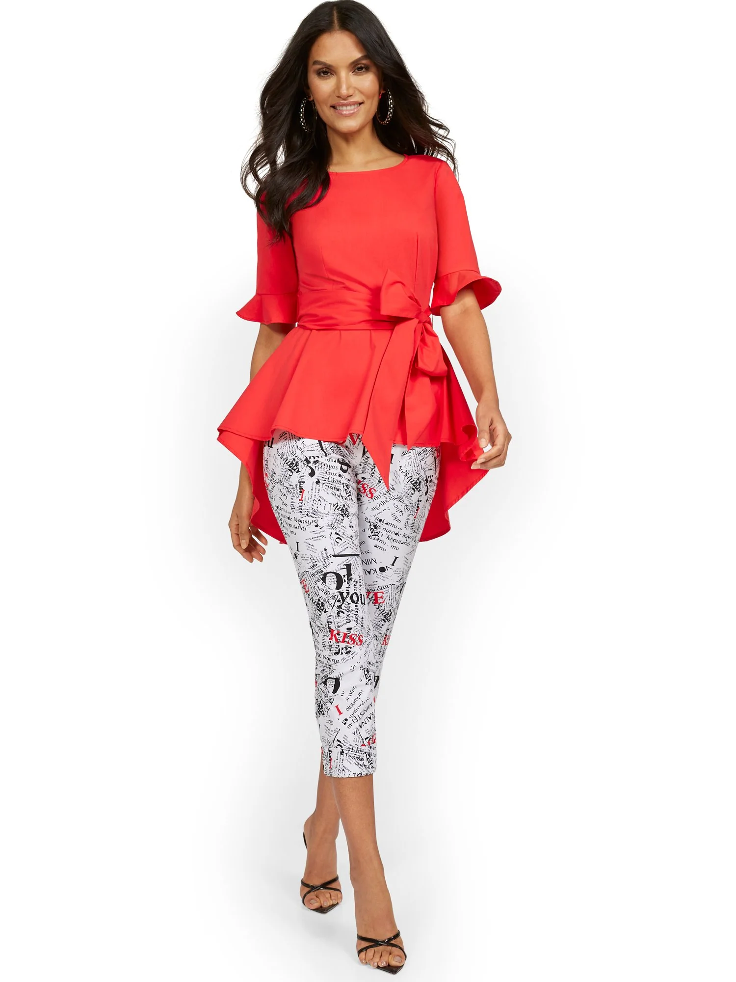 Tie-Waist High-Low Poplin Top - Image 8