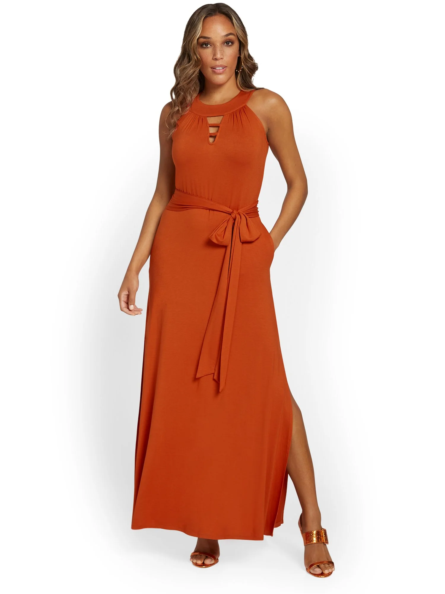 Tie-Waist Knit Maxi Dress - Image 15